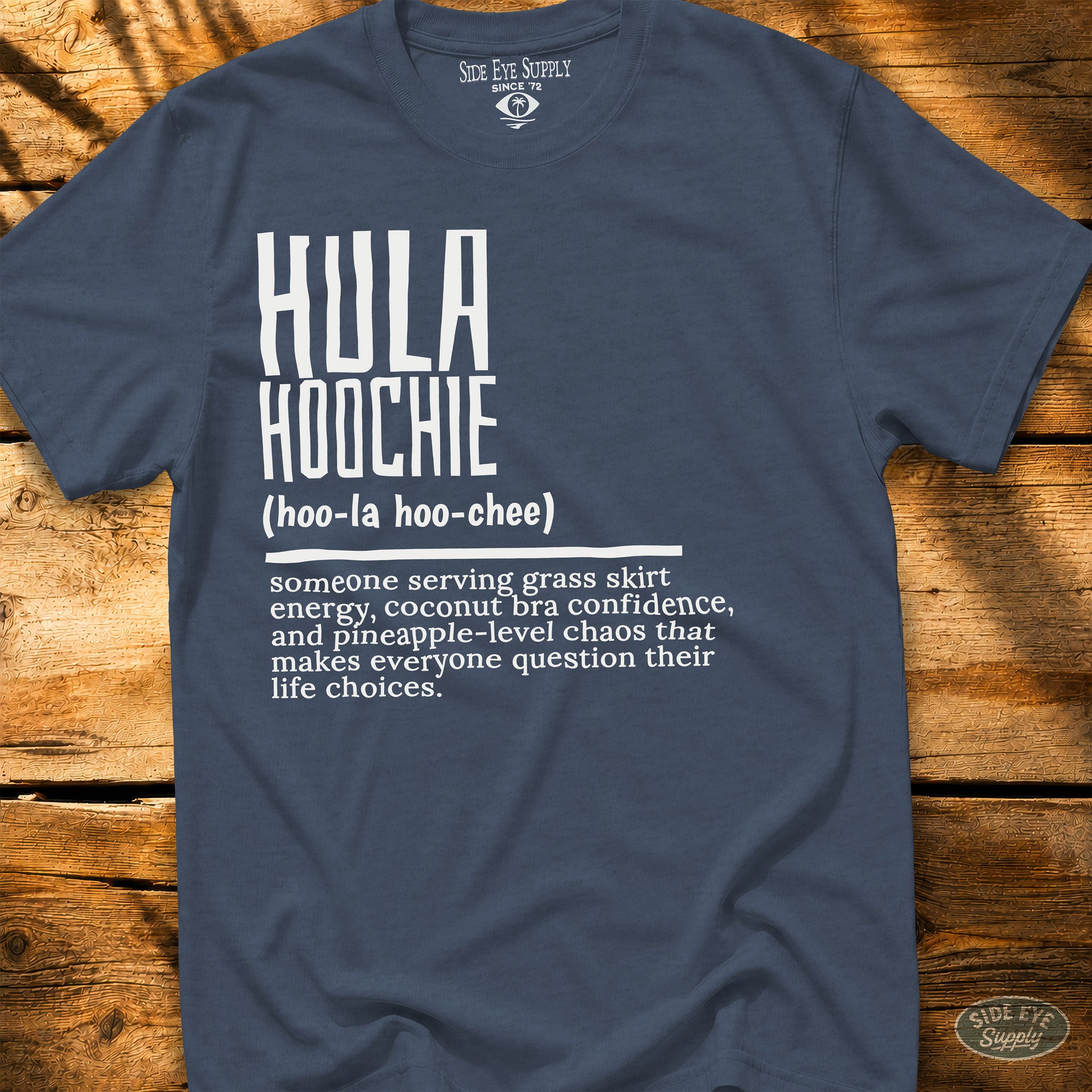Hula Hoochie Defined Tee Heather Indigo / S - by Side Eye Supply - Surf Beach Life Apparel