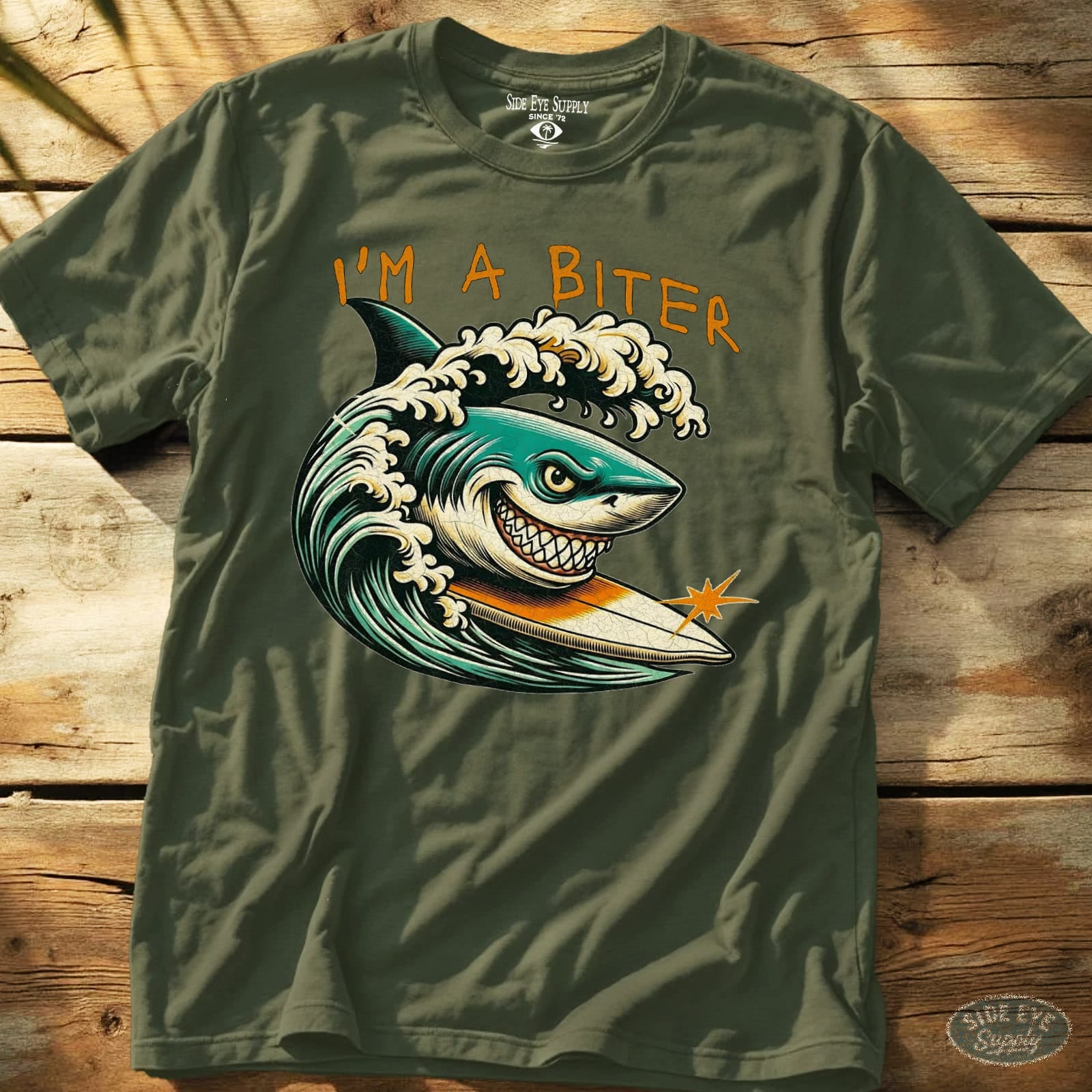 I'm A Biter Tee Military Green / S - by Side Eye Supply - Surf Beach Life Apparel