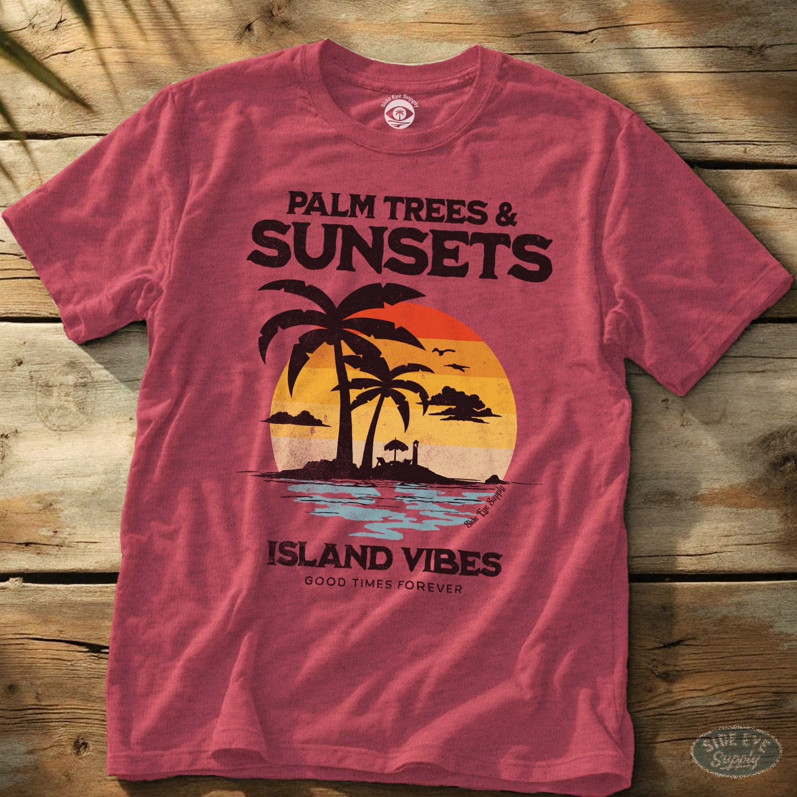 Island Vibes Tee Heather Red / S - by Side Eye Supply - Surf Beach Life Apparel