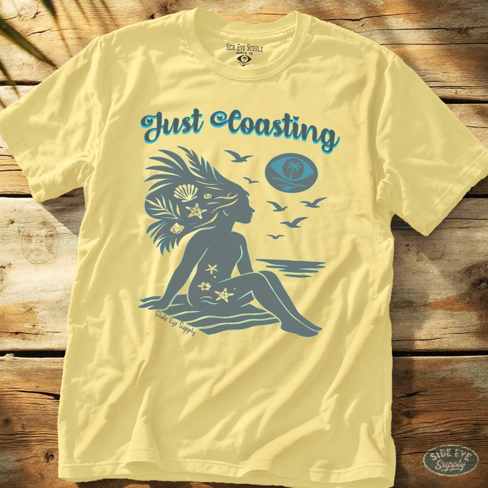 Just Coasting Tee Cornsilk / S - by Side Eye Supply - Surf Beach Life Apparel