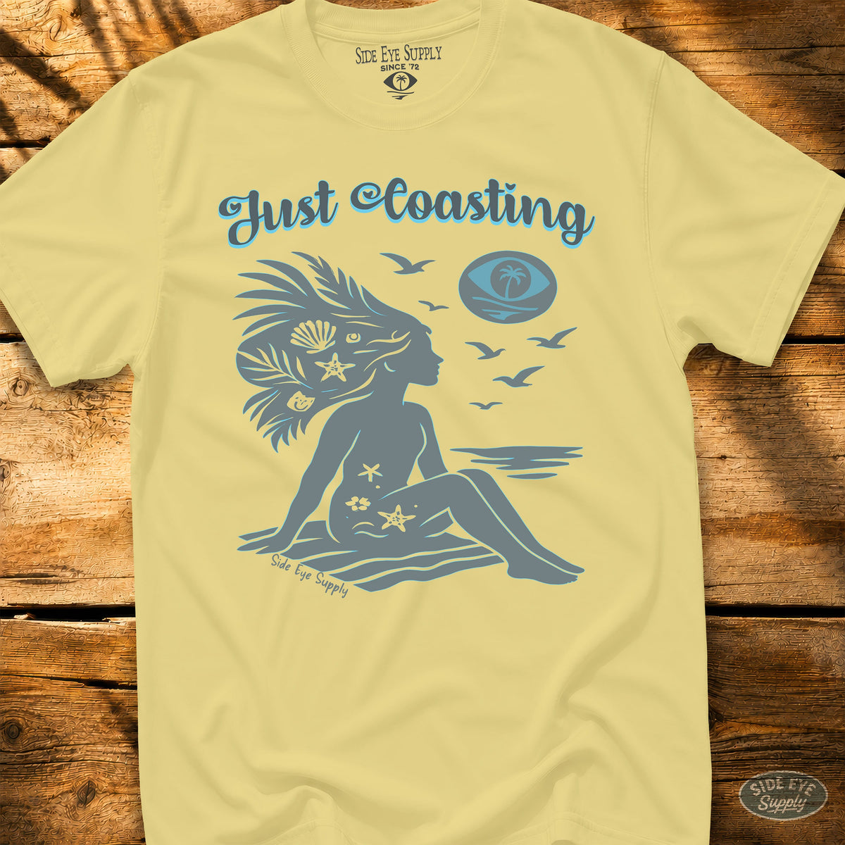 Just Coasting Tee Cornsilk / S - by Side Eye Supply - Surf Beach Life Apparel