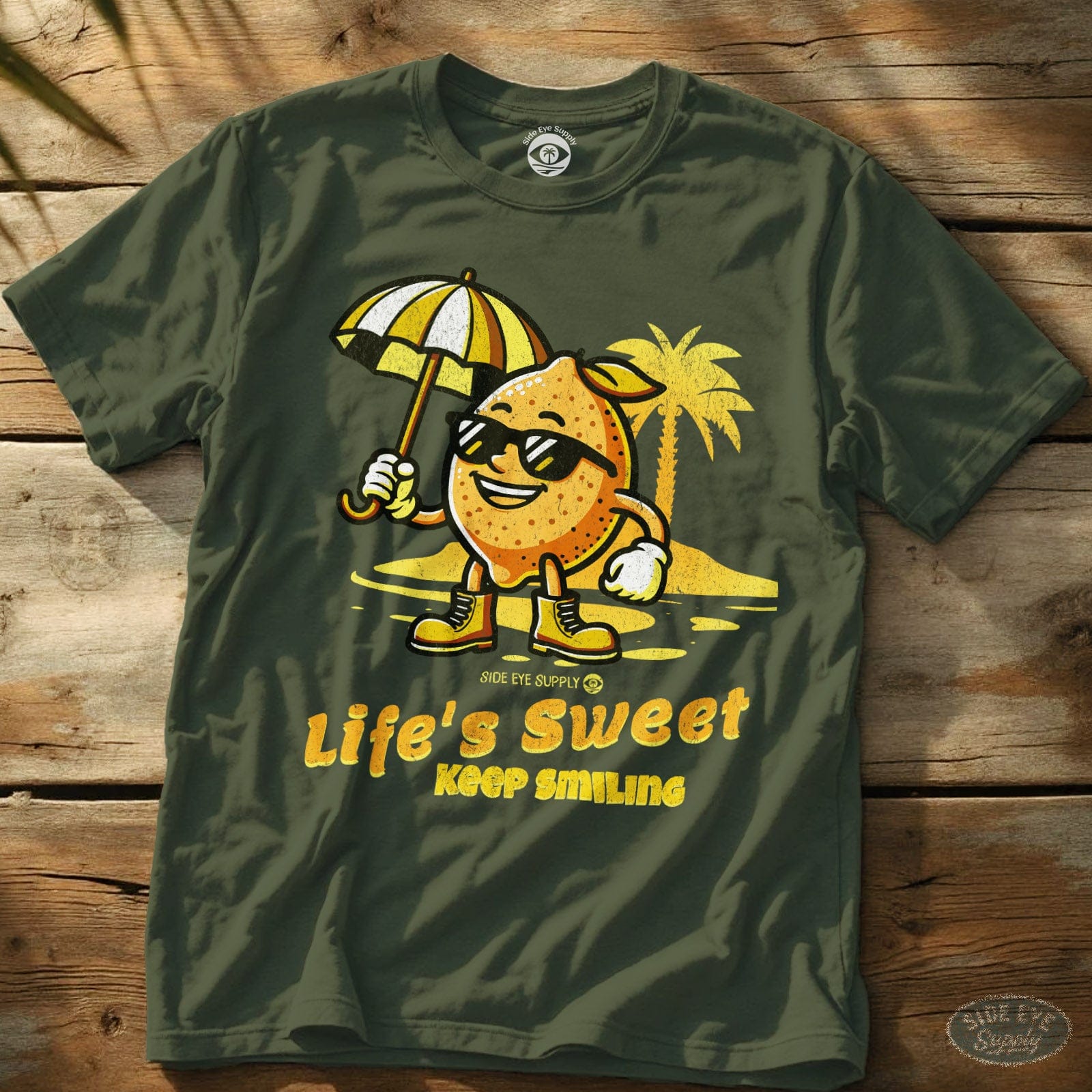 Keep Smiling Tee Military Green / S - by Side Eye Supply - Surf Beach Life Apparel