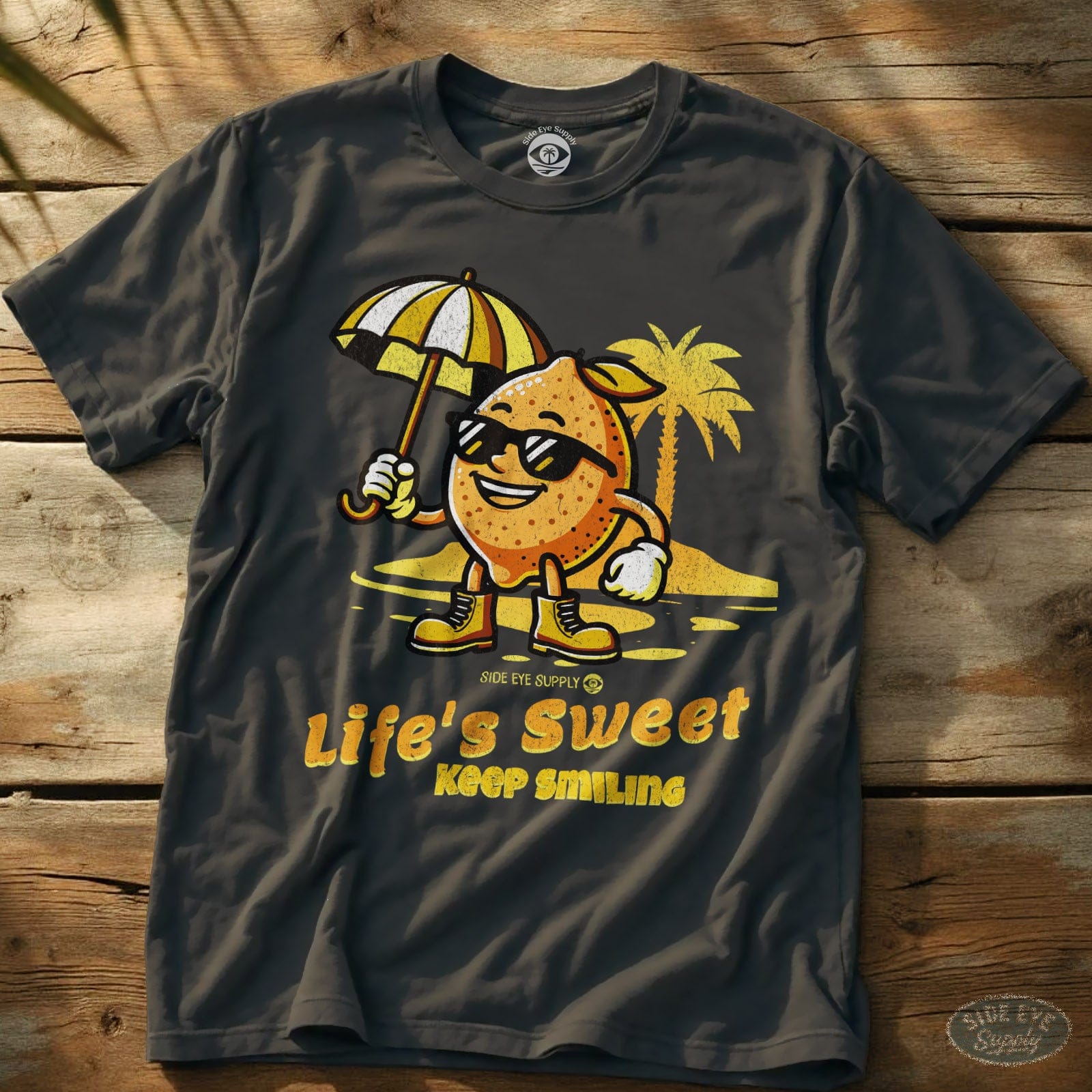 Keep Smiling Tee Charcoal / S - by Side Eye Supply - Surf Beach Life Apparel