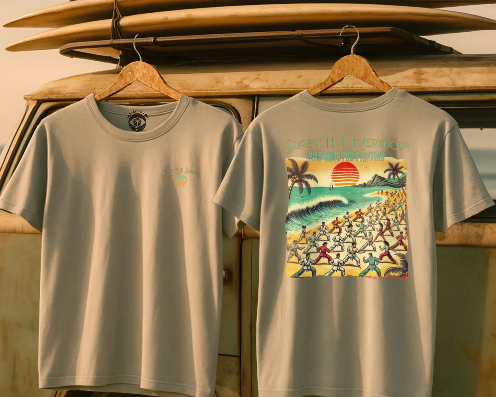 Kung Foo Fighting Tee Sand / S - by Side Eye Supply - Surf Beach Life Apparel