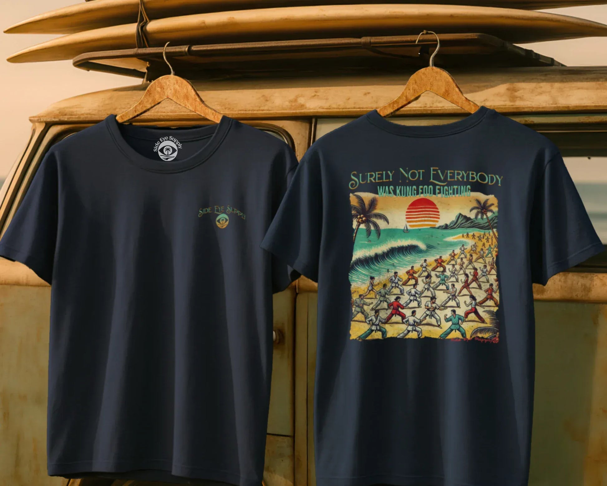 Kung Foo Fighting Tee Navy / S - by Side Eye Supply - Surf Beach Life Apparel
