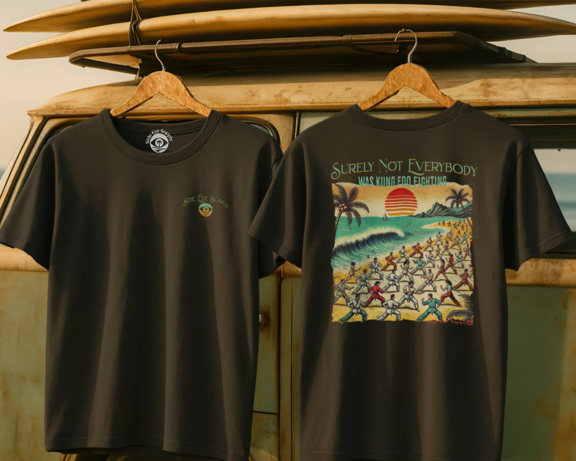 Kung Foo Fighting Tee Charcoal / S - by Side Eye Supply - Surf Beach Life Apparel