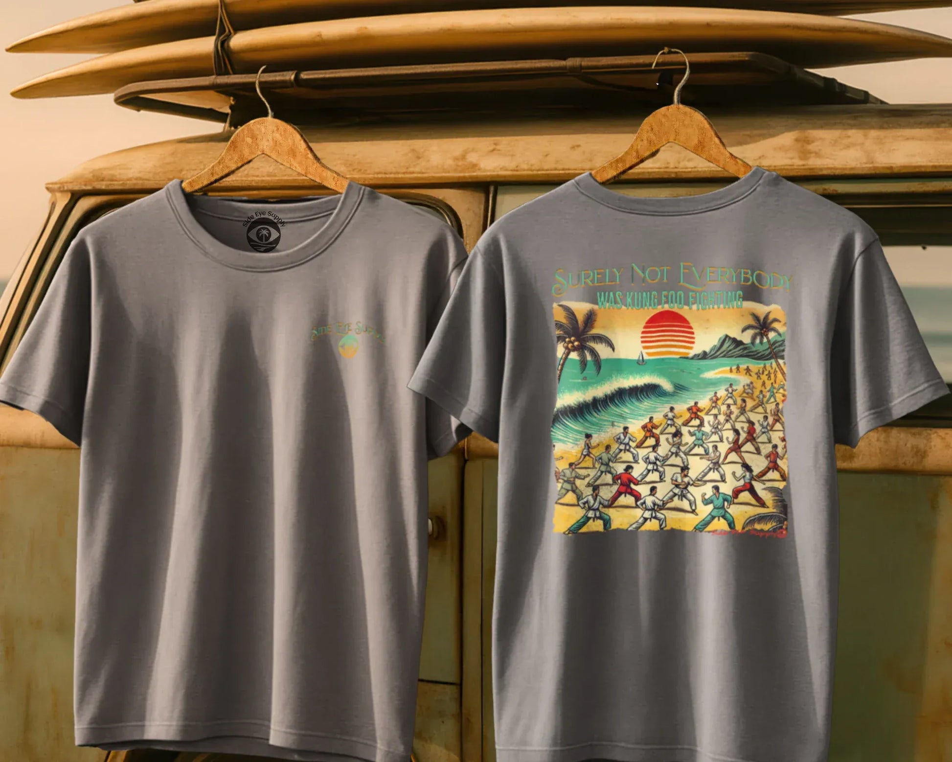 Kung Foo Fighting Tee Ice Grey / S - by Side Eye Supply - Surf Beach Life Apparel