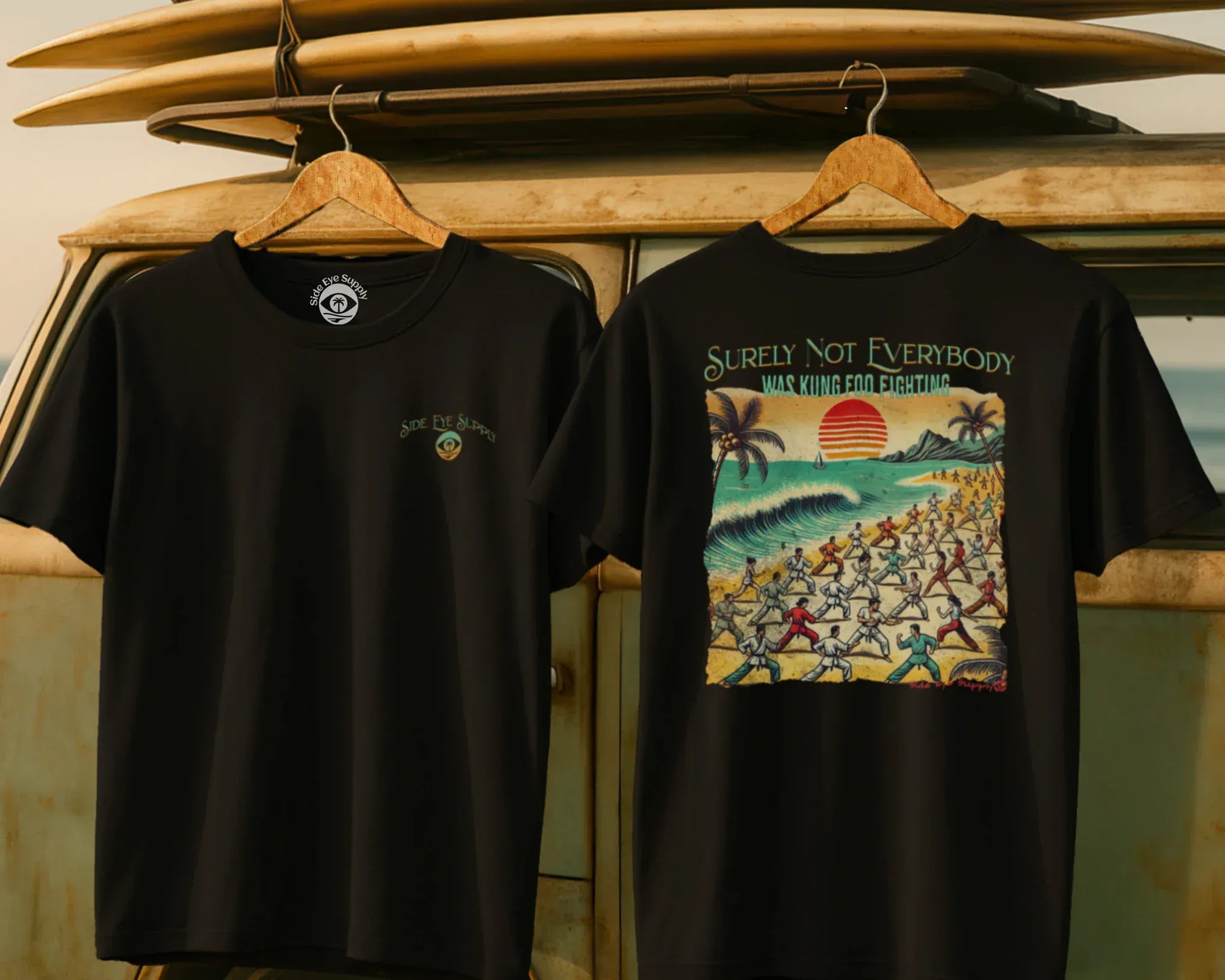 Kung Foo Fighting Tee Black / S - by Side Eye Supply - Surf Beach Life Apparel