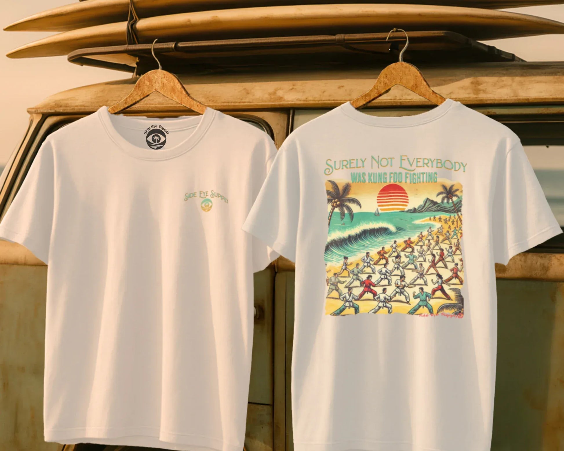 Kung Foo Fighting Tee White / S - by Side Eye Supply - Surf Beach Life Apparel