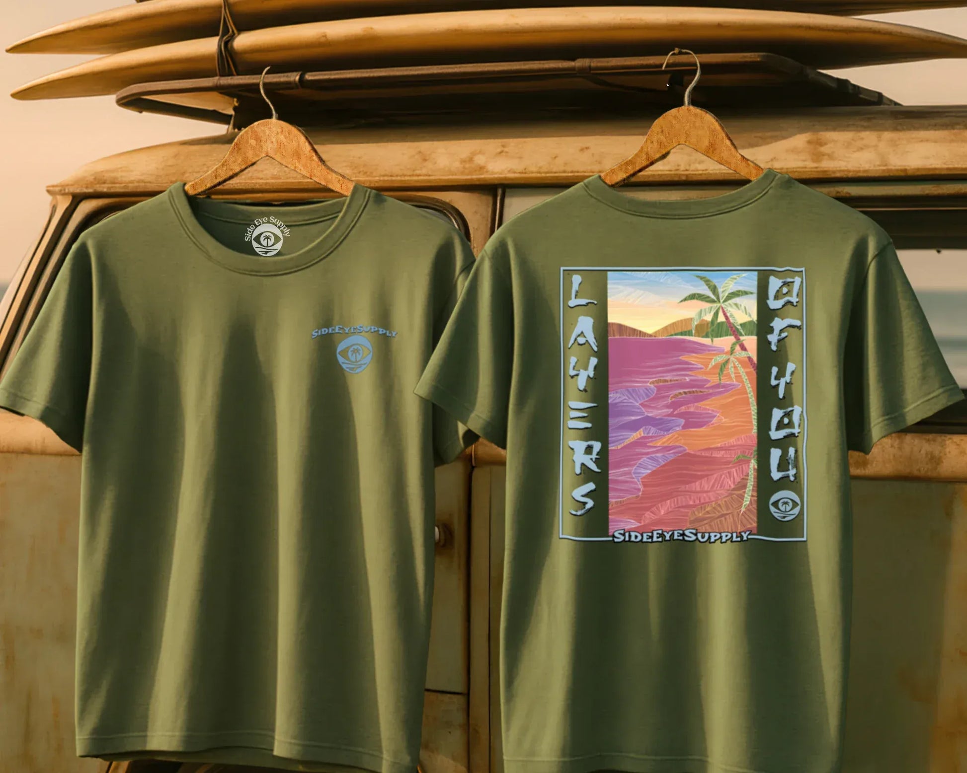 Layers of You Tee Military Green / S - by Side Eye Supply - Surf Beach Life Apparel