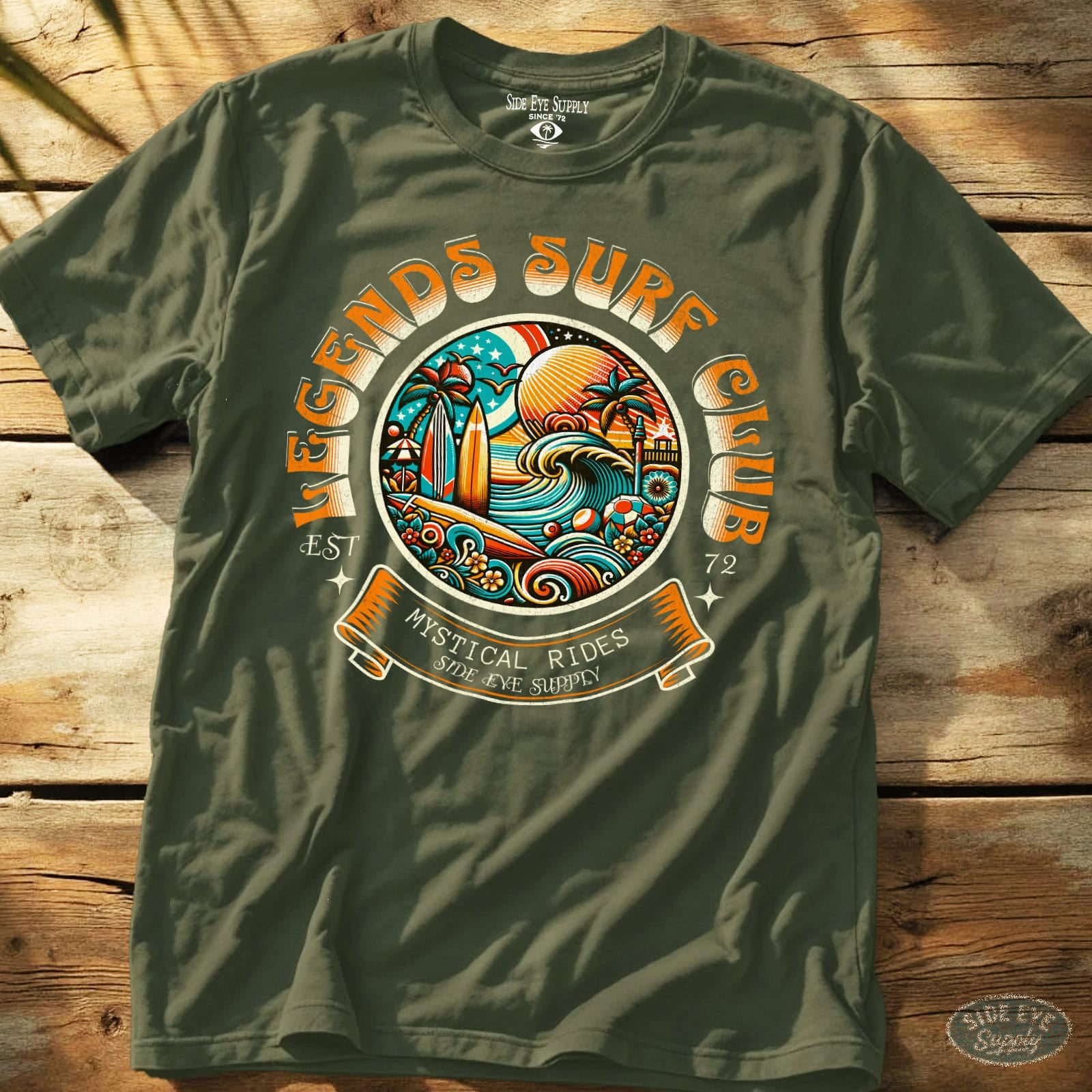 Legends Surf Club Tee Military Green / S - by Side Eye Supply - Surf Beach Life Apparel