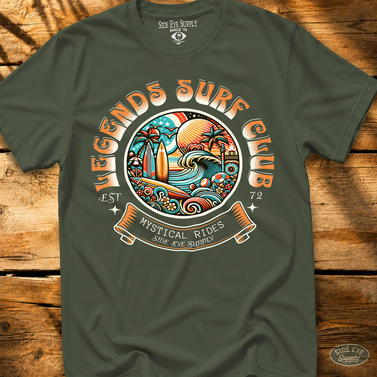 Legends Surf Club Tee Military Green / S - by Side Eye Supply - Surf Beach Life Apparel