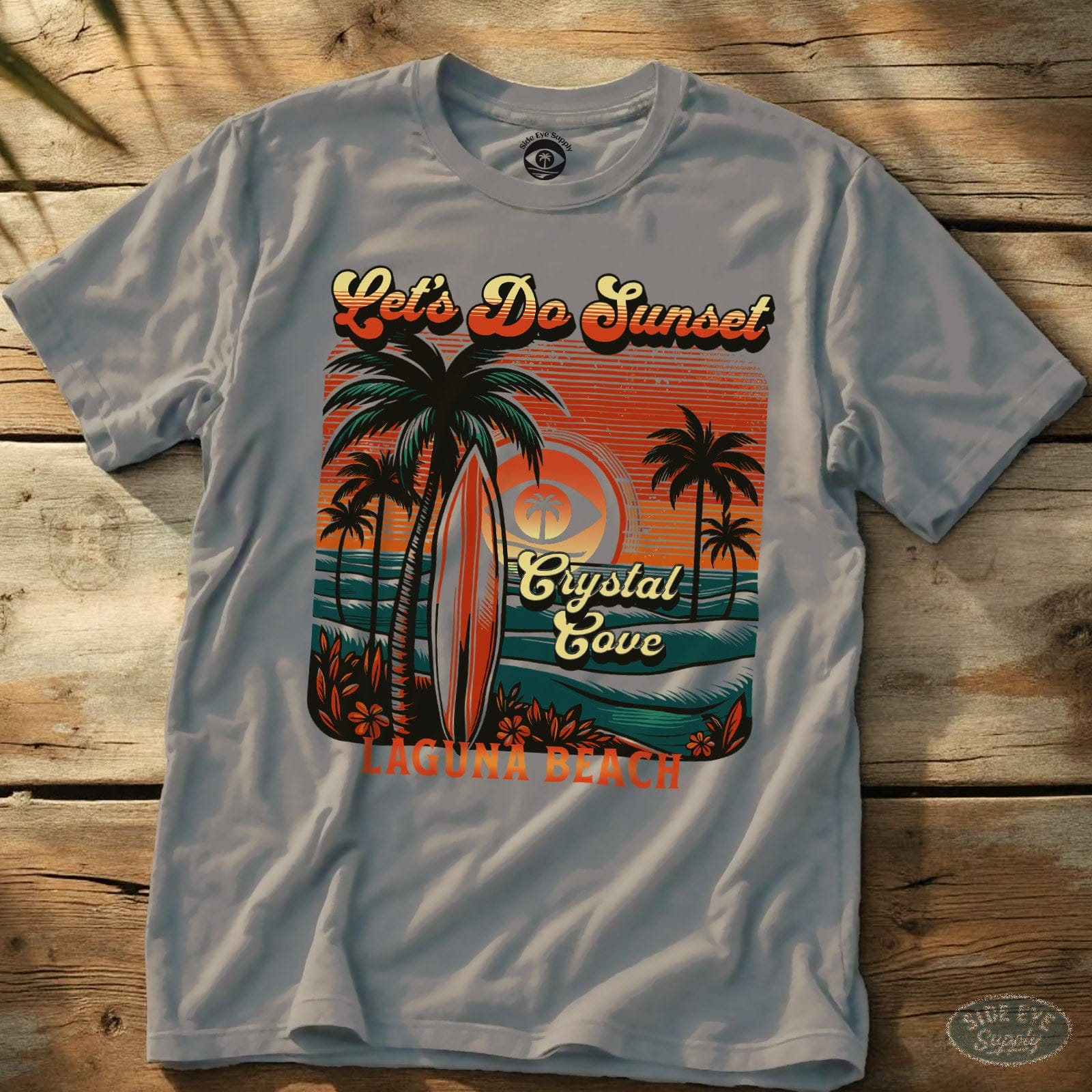 Let's Do Sunset Tee Ice Grey / S - by Side Eye Supply - Surf Beach Life Apparel