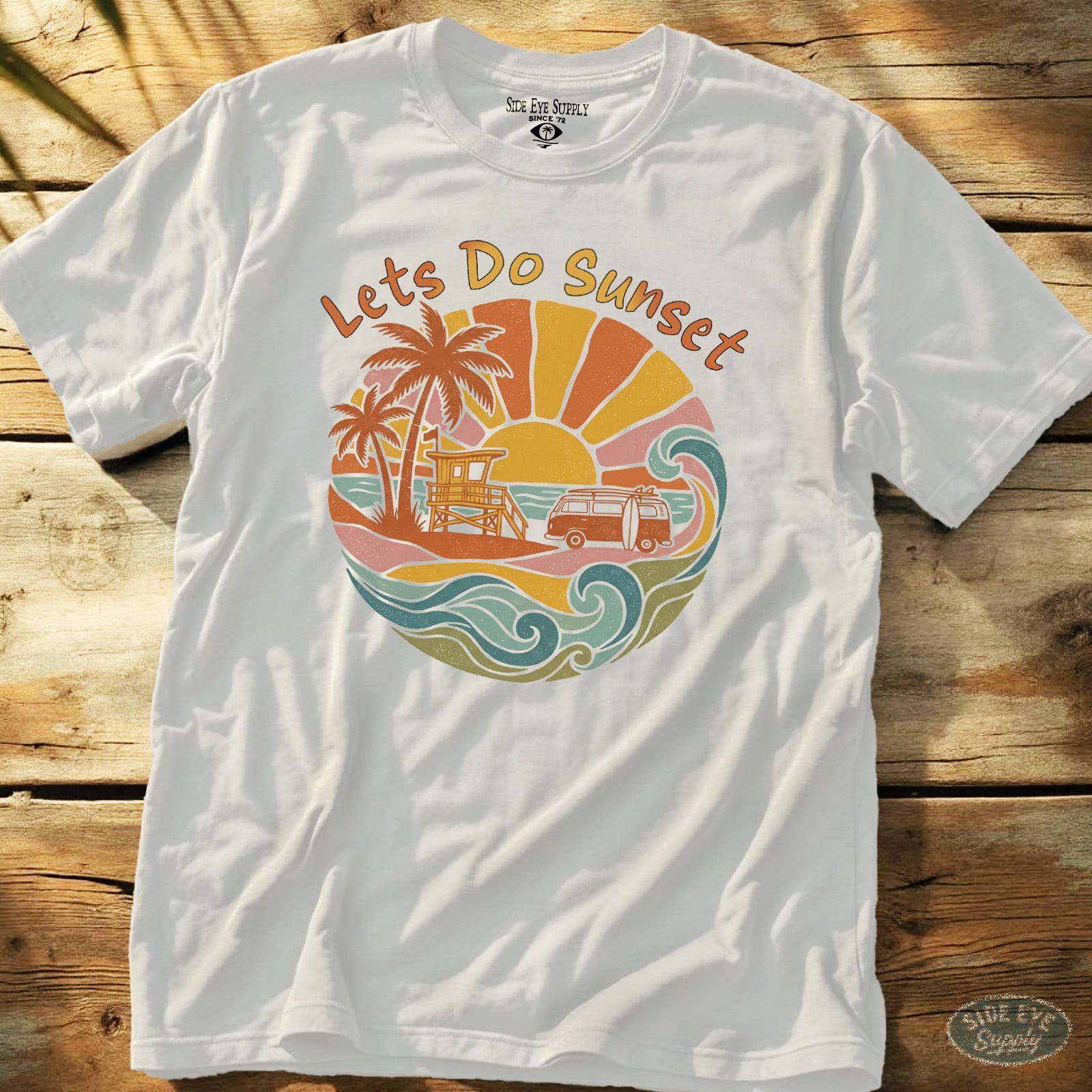 Let's Do Sunset  Tee White / S - by Side Eye Supply - Surf Beach Life Apparel