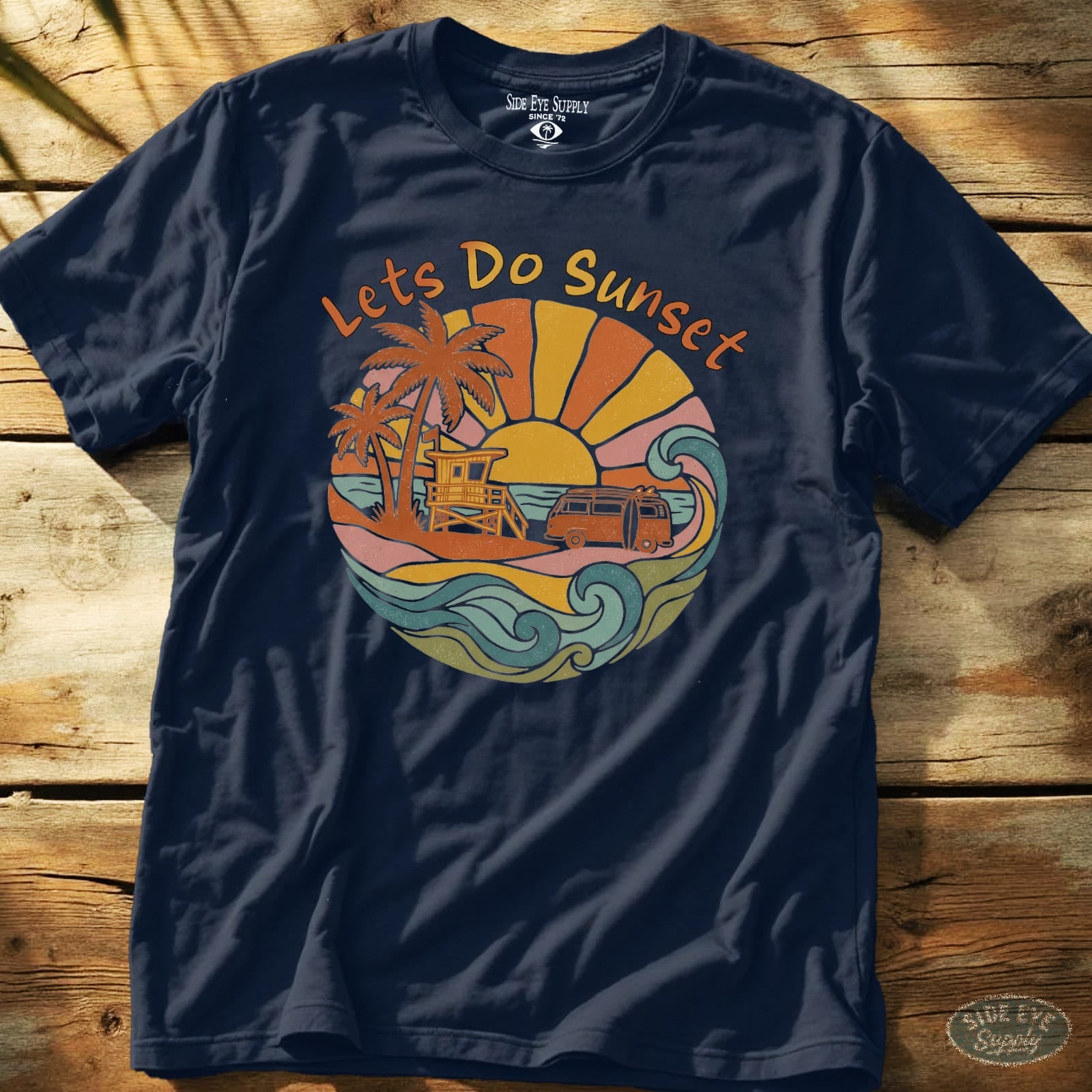 Let's Do Sunset  Tee Navy / S - by Side Eye Supply - Surf Beach Life Apparel