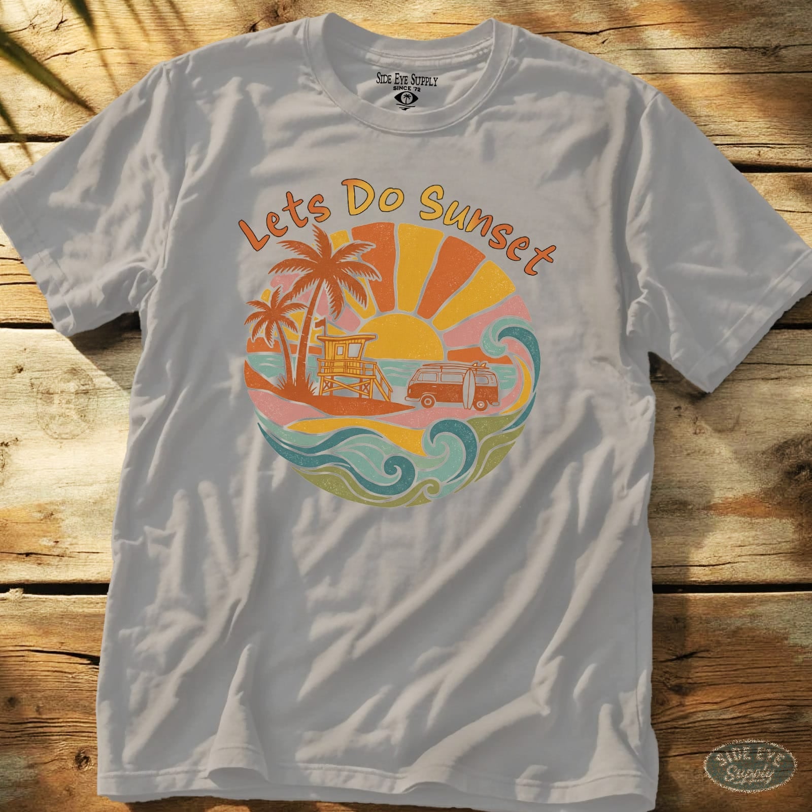Let's Do Sunset  Tee Ice Grey / S - by Side Eye Supply - Surf Beach Life Apparel