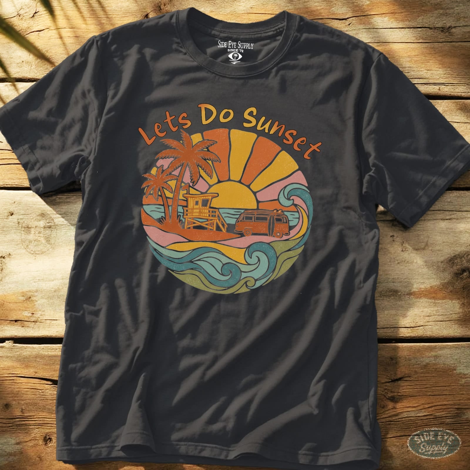 Let's Do Sunset  Tee Charcoal / S - by Side Eye Supply - Surf Beach Life Apparel