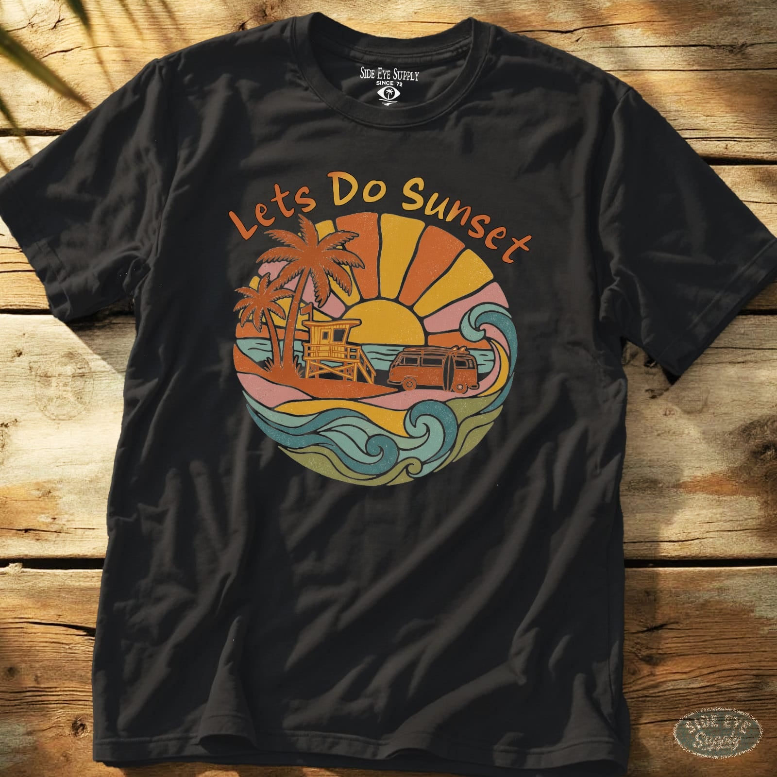 Let's Do Sunset  Tee Black / S - by Side Eye Supply - Surf Beach Life Apparel