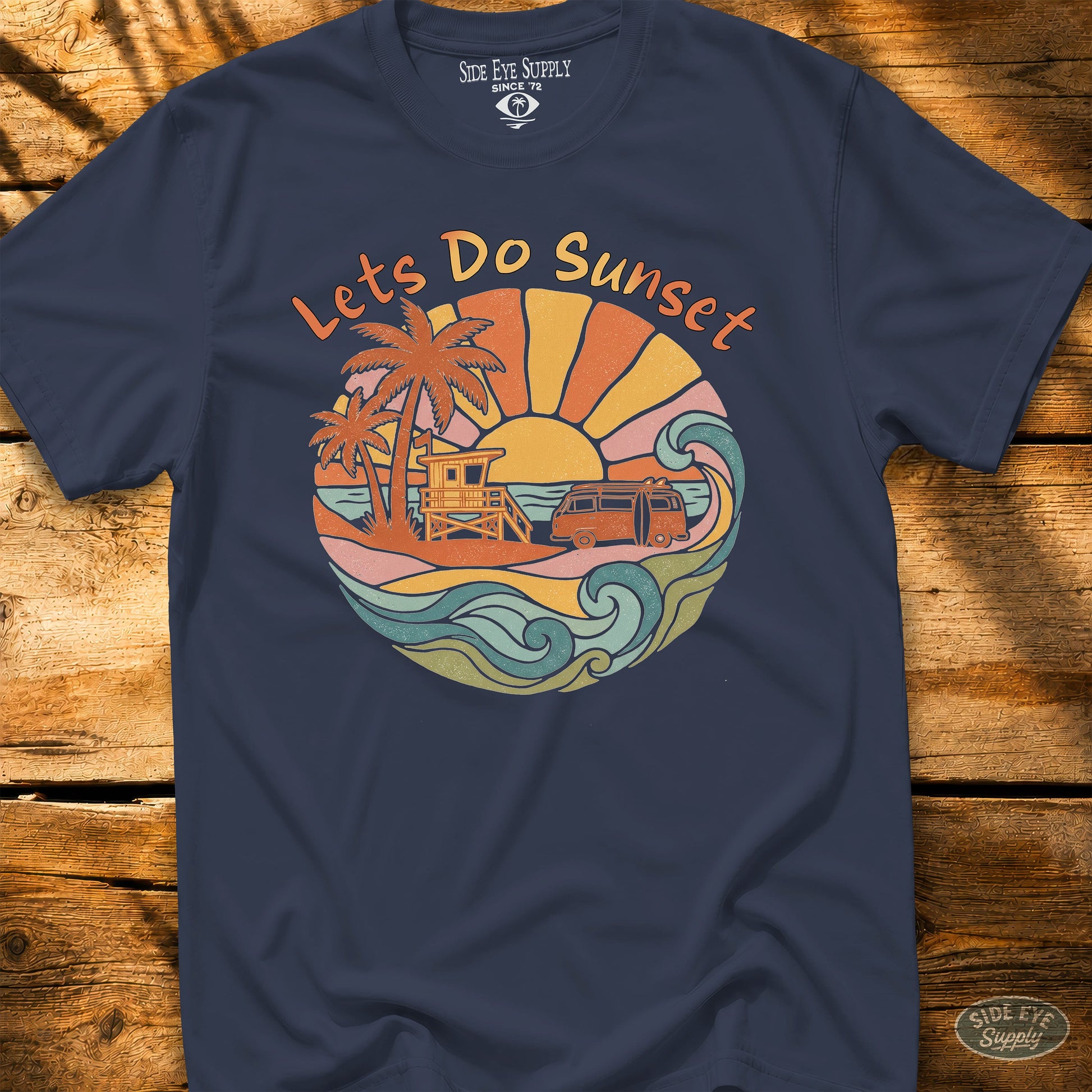 Let's Do Sunset  Tee Navy / S - by Side Eye Supply - Surf Beach Life Apparel