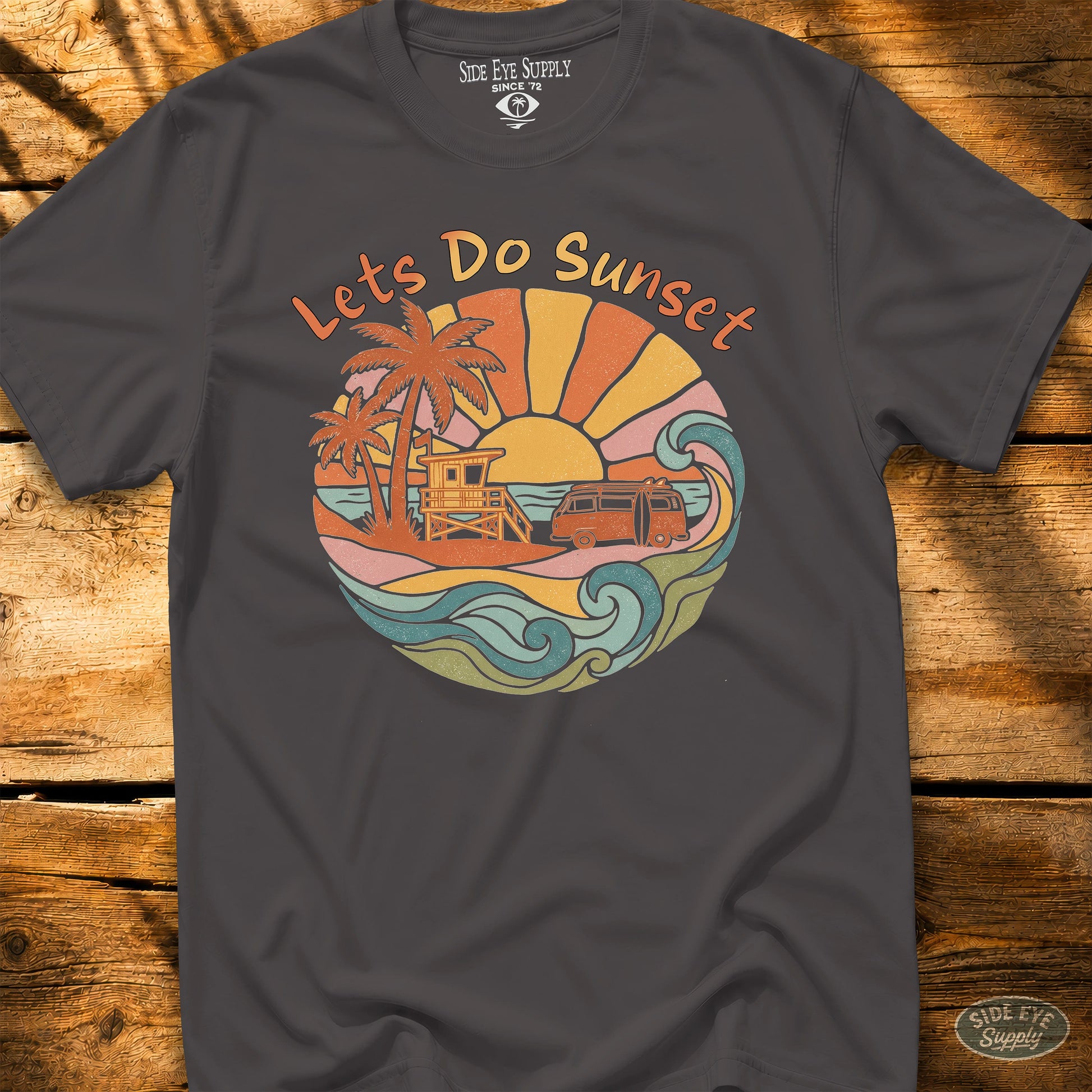 Let's Do Sunset  Tee Charcoal / S - by Side Eye Supply - Surf Beach Life Apparel