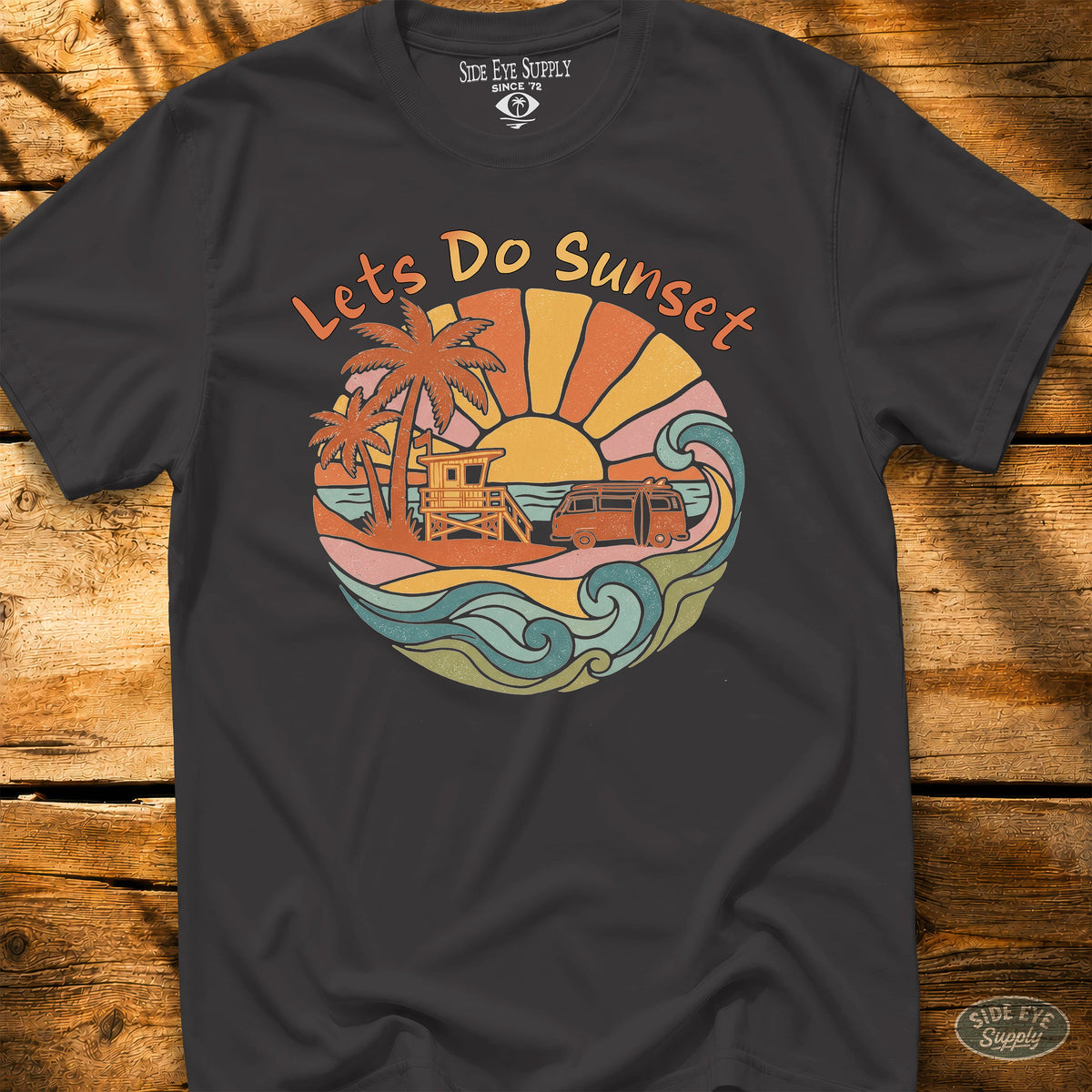 Let's Do Sunset  Tee Black / S - by Side Eye Supply - Surf Beach Life Apparel