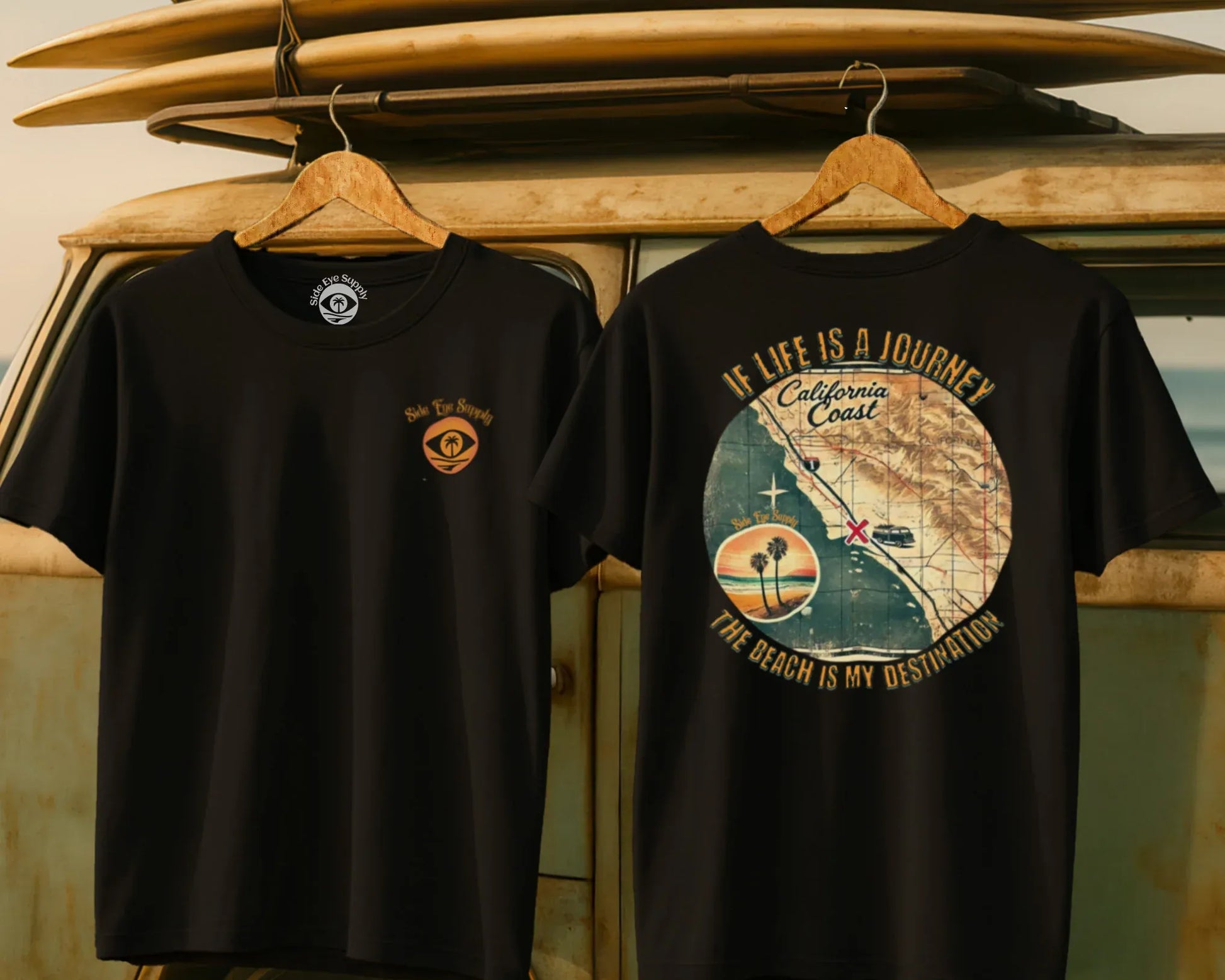 Life is a Journey Tee Black / S - by Side Eye Supply - Surf Beach Life Apparel