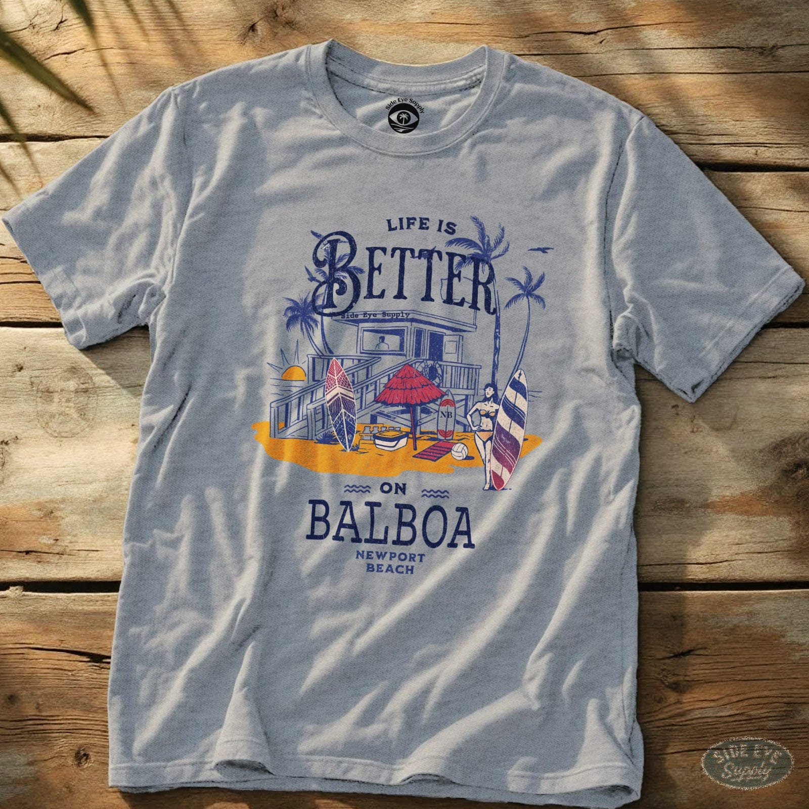 Life is Better on Balboa Tee Sport Grey / S - by Side Eye Supply - Surf Beach Life Apparel