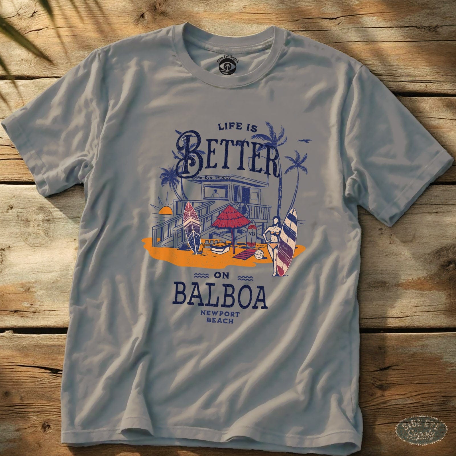 Life is Better on Balboa Tee Ice Grey / S - by Side Eye Supply - Surf Beach Life Apparel