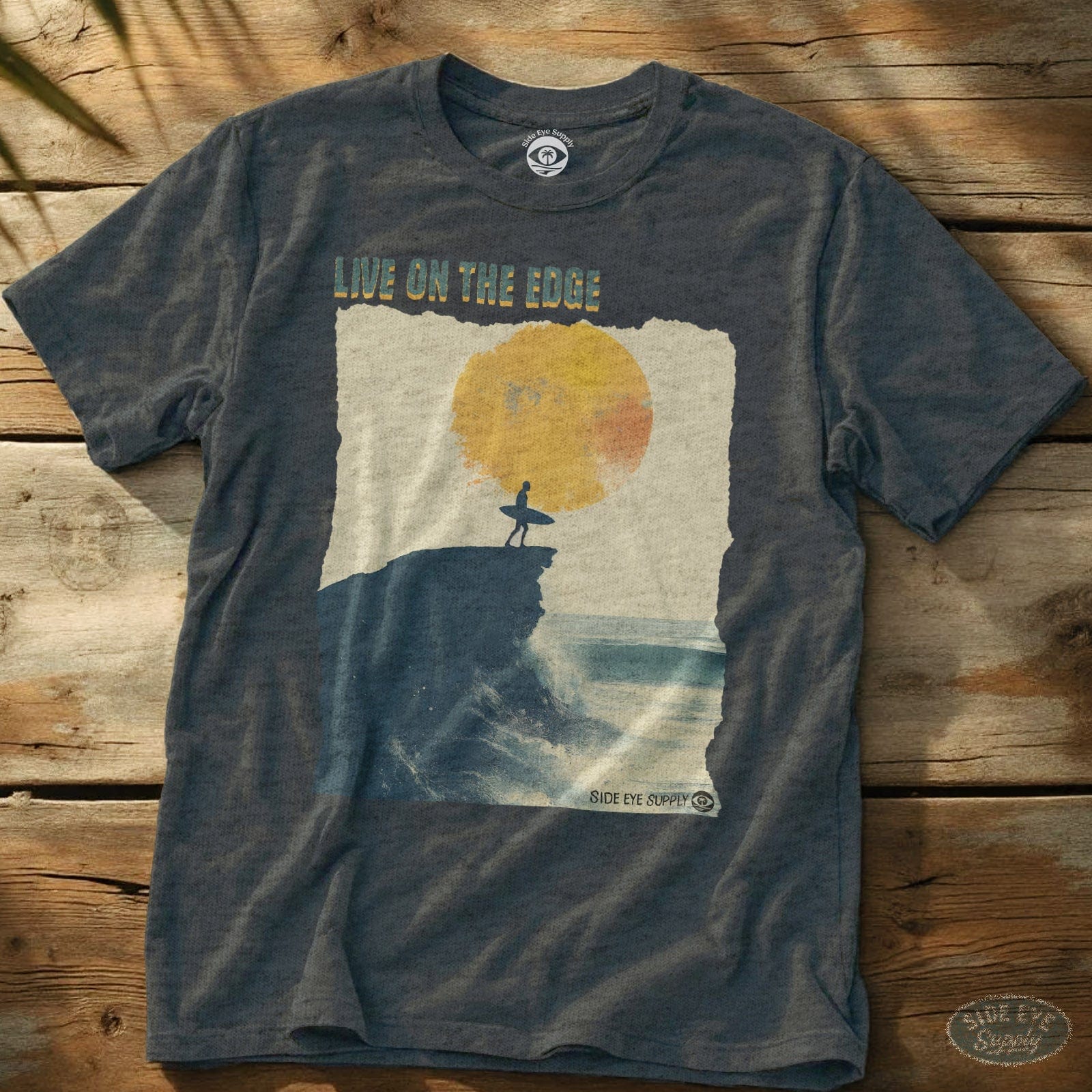 Live On The Edge T-Shirt Dark Heather / S - by Side Eye Supply - Surf Beach Life Apparel