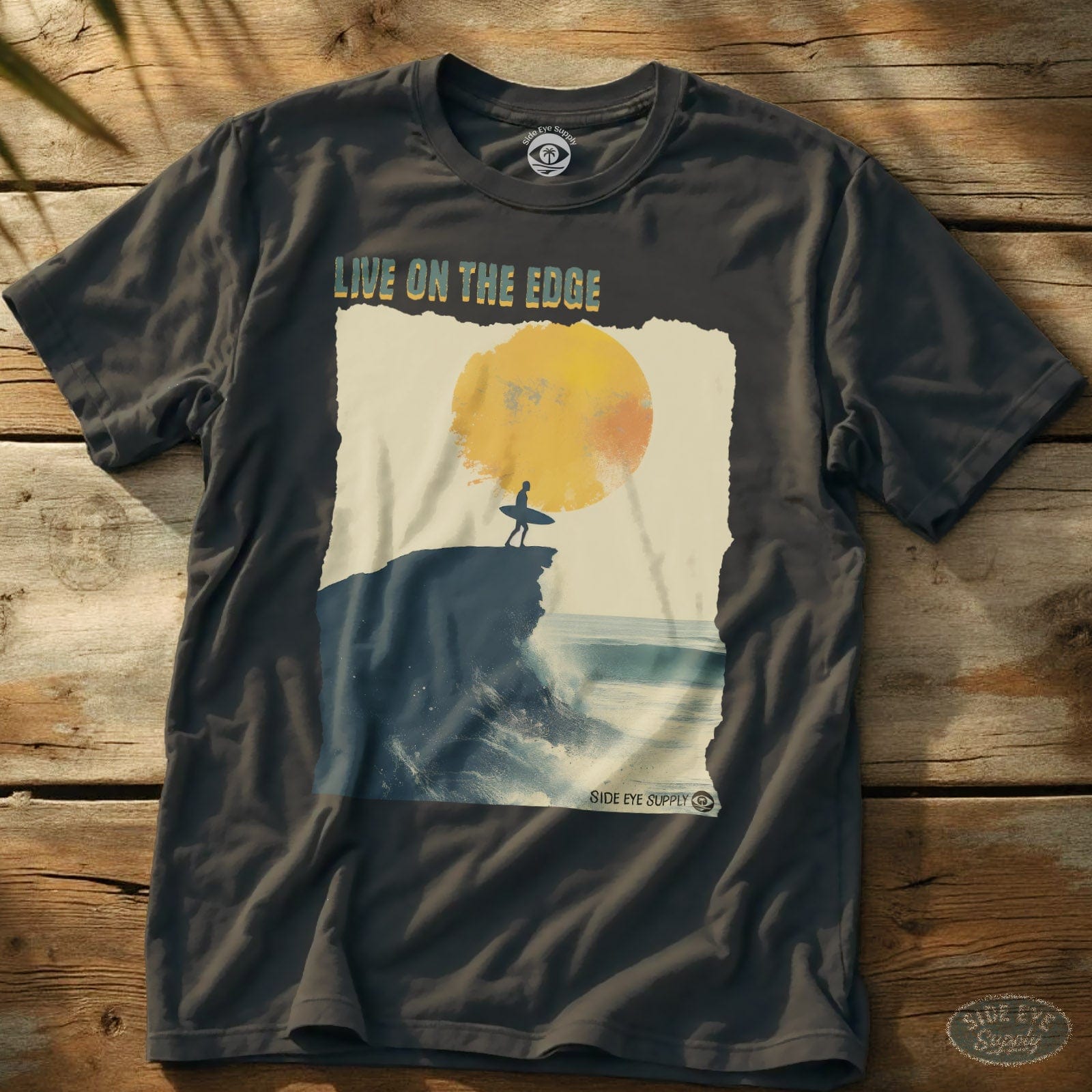 Live On The Edge T-Shirt Charcoal / S - by Side Eye Supply - Surf Beach Life Apparel