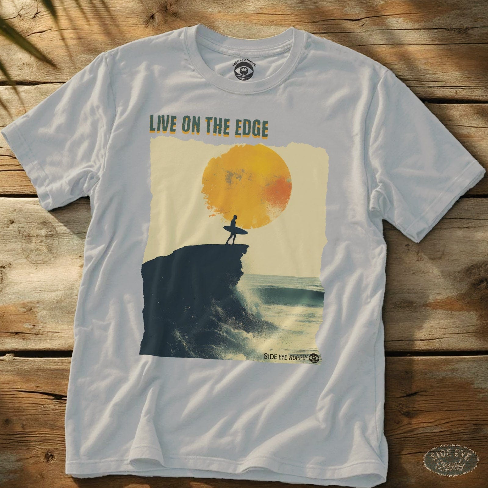 Live On The Edge T-Shirt White / S - by Side Eye Supply - Surf Beach Life Apparel