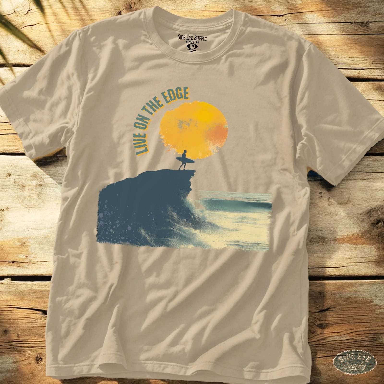 Live On The Edge Tee Sand / S - by Side Eye Supply - Surf Beach Life Apparel
