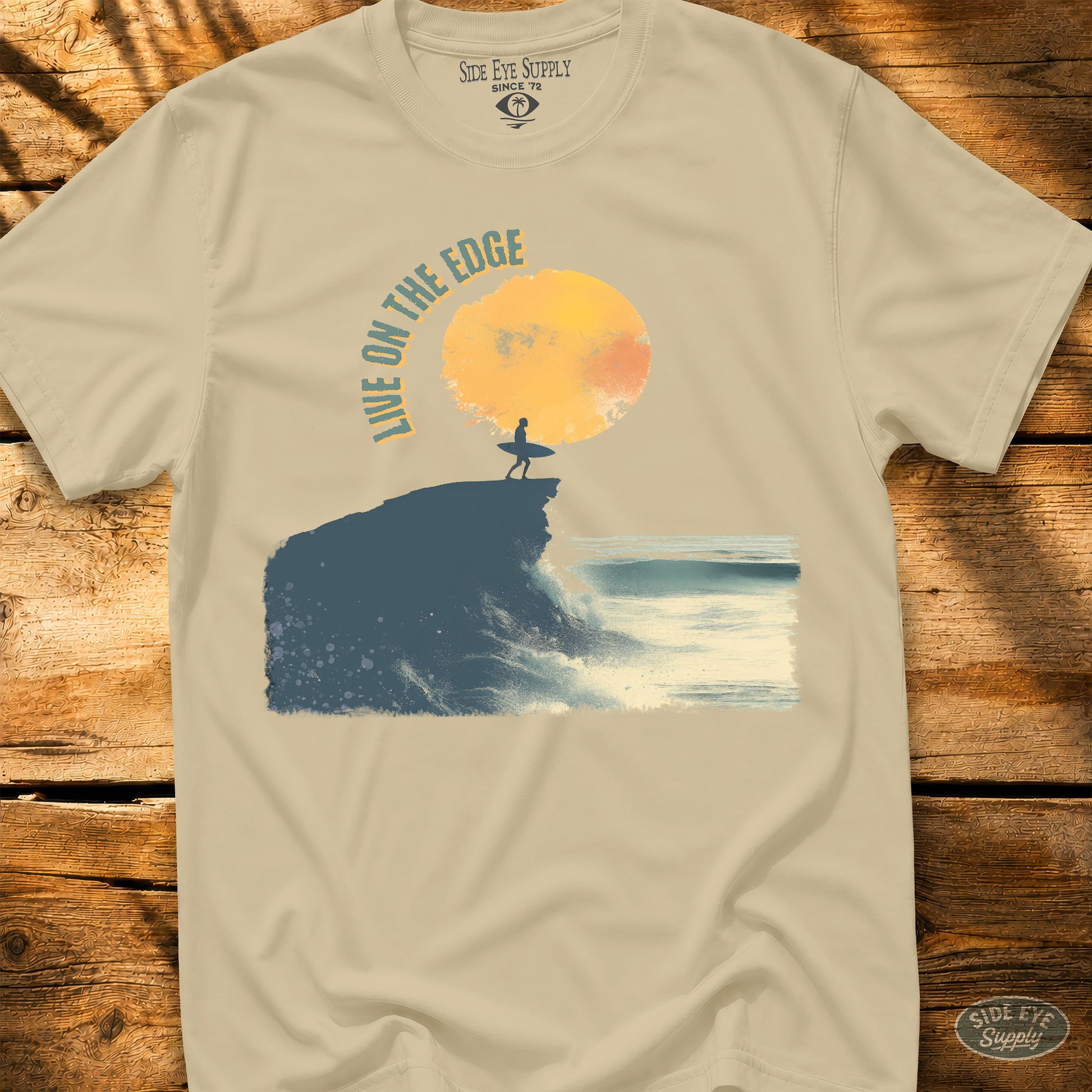 Live On The Edge Tee Sand / S - by Side Eye Supply - Surf Beach Life Apparel