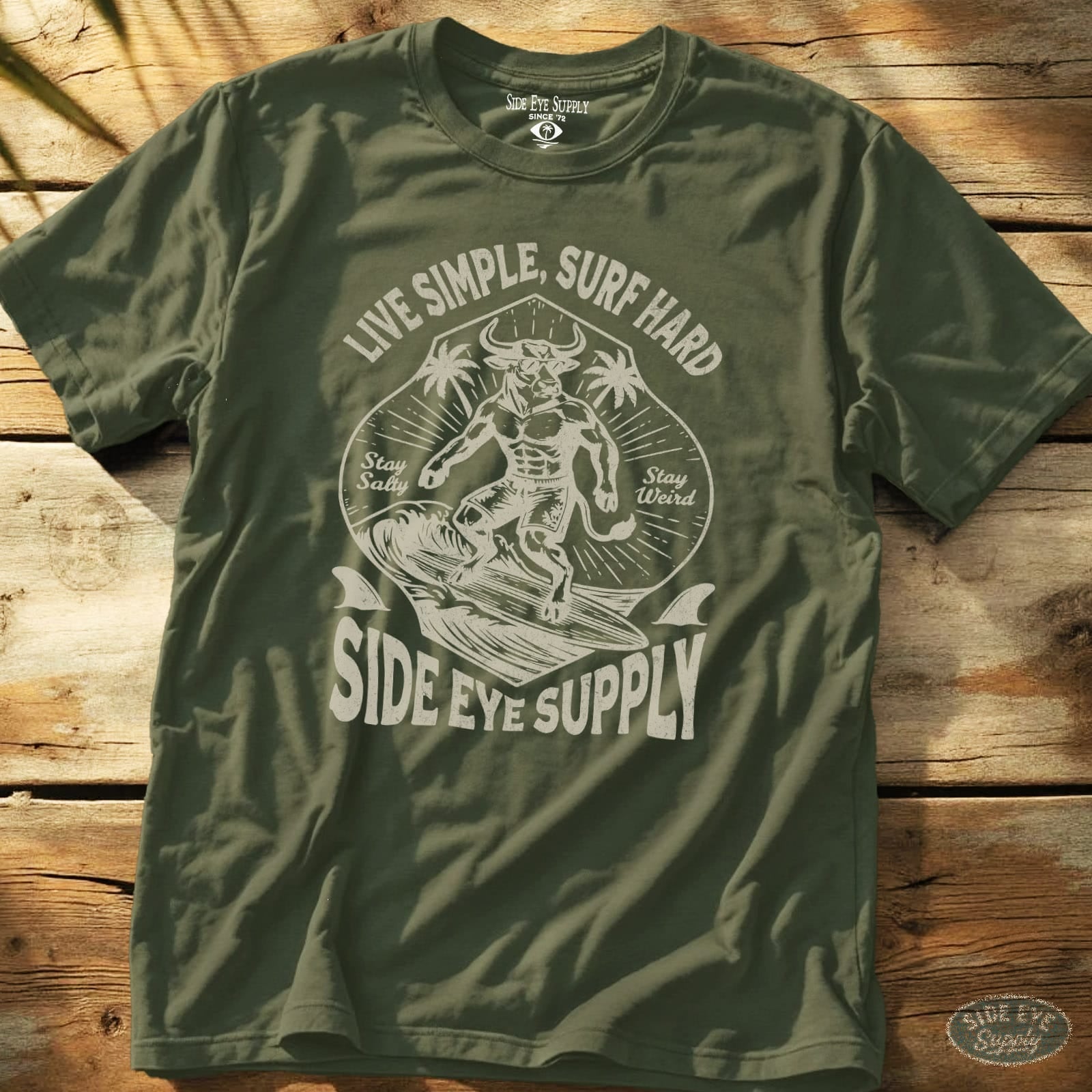 Live Simple Tee Military Green / S - by Side Eye Supply - Surf Beach Life Apparel