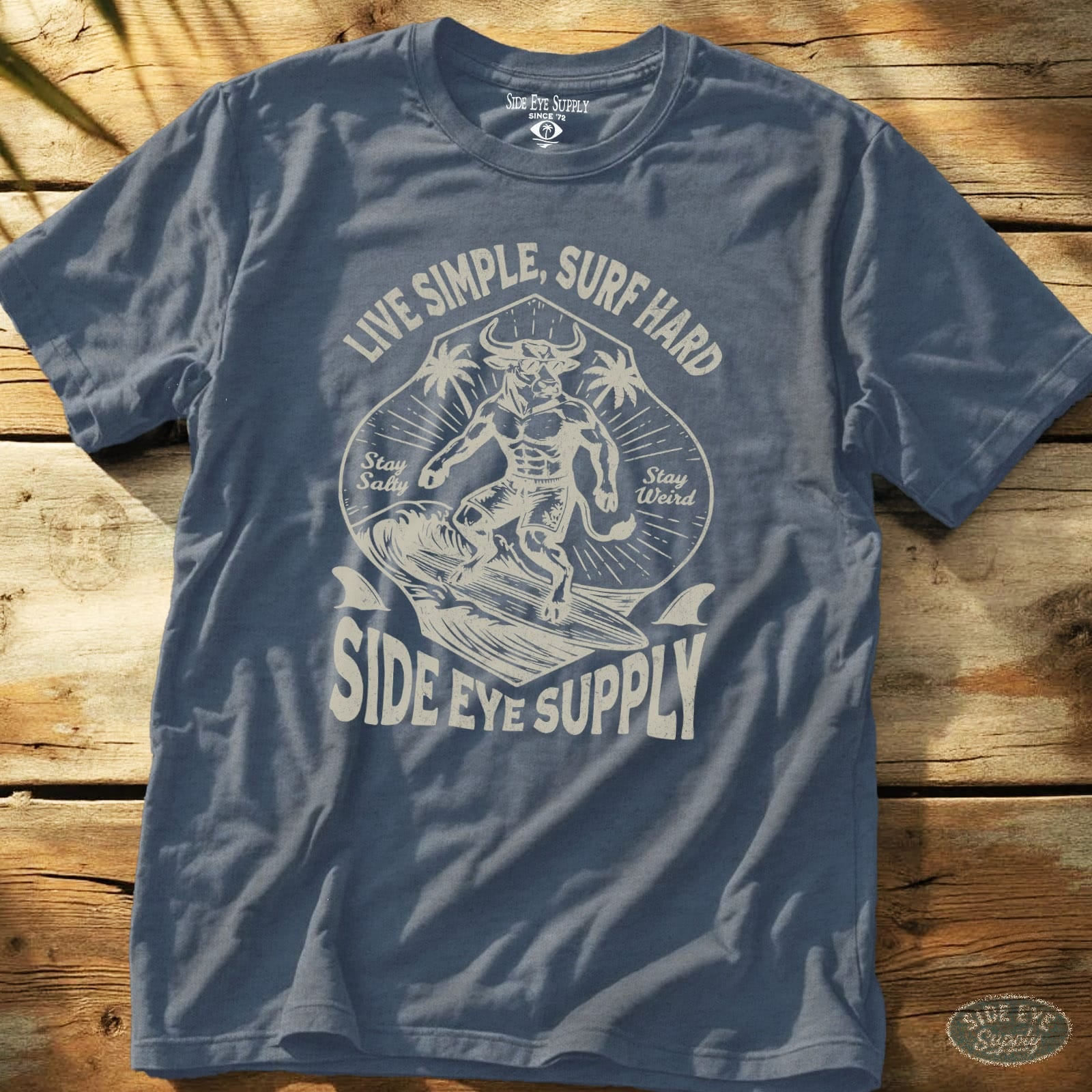 Live Simple Tee Heather Indigo / S - by Side Eye Supply - Surf Beach Life Apparel