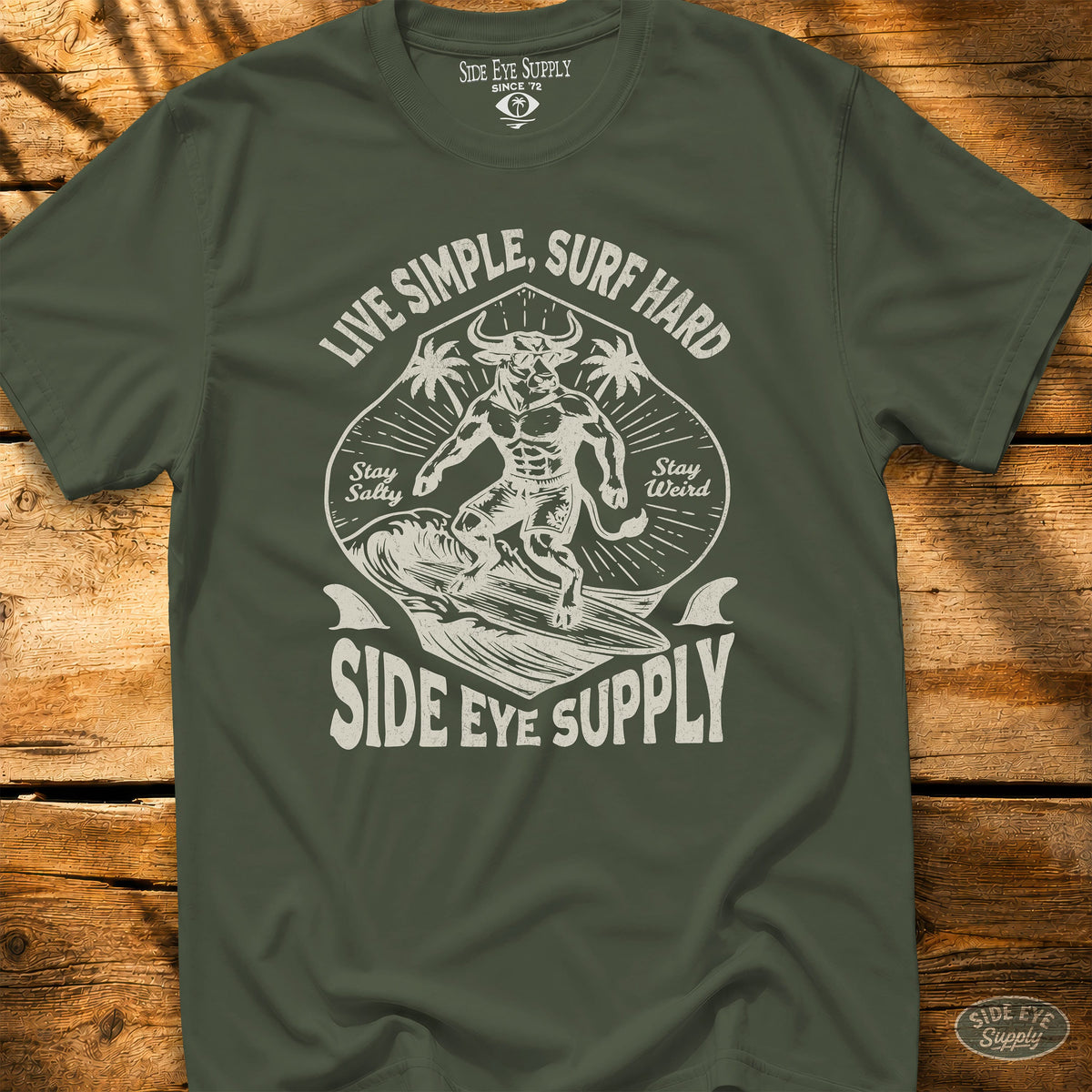 Live Simple Tee Military Green / S - by Side Eye Supply - Surf Beach Life Apparel