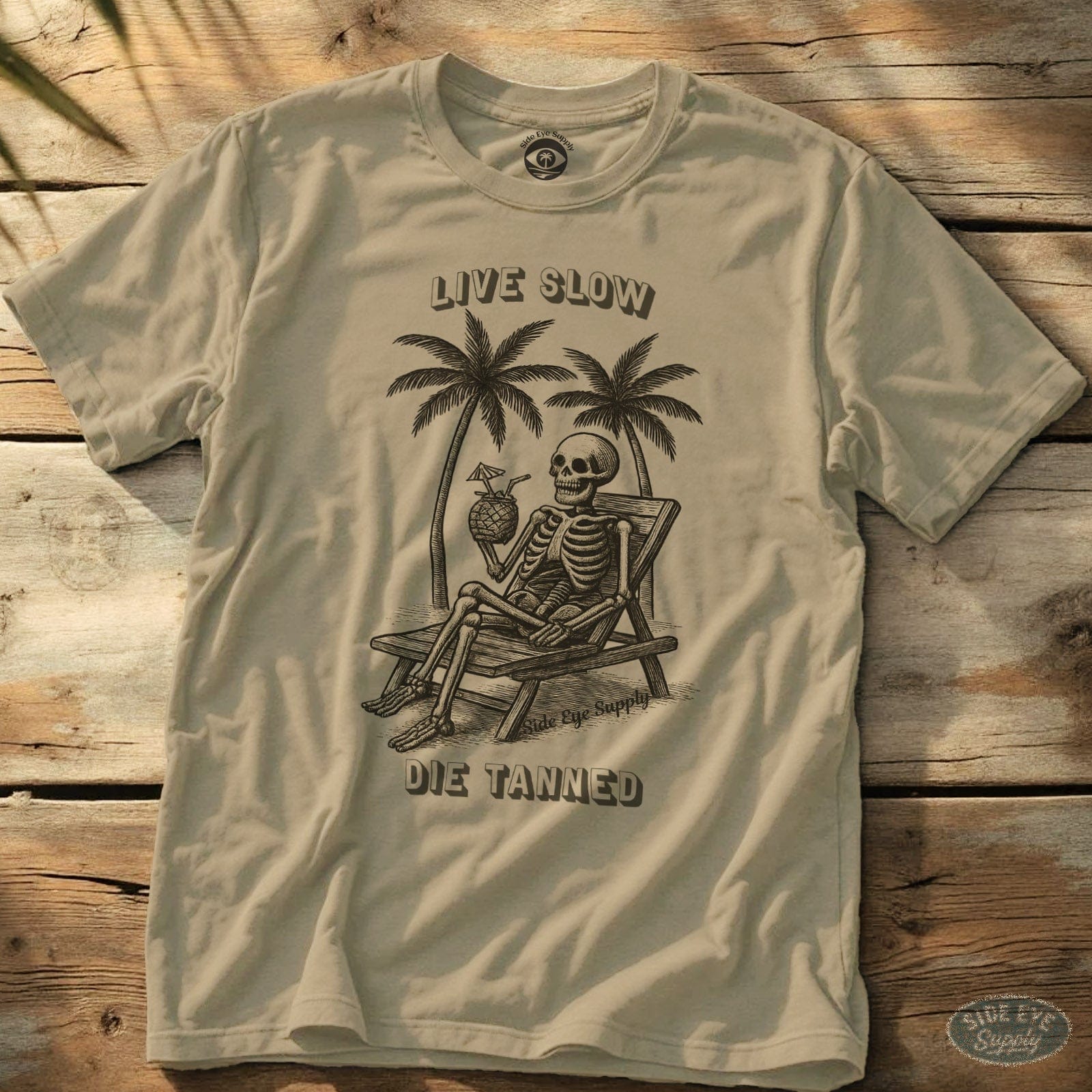 Live Slow Tee Sand / S - by Side Eye Supply - Surf Beach Life Apparel