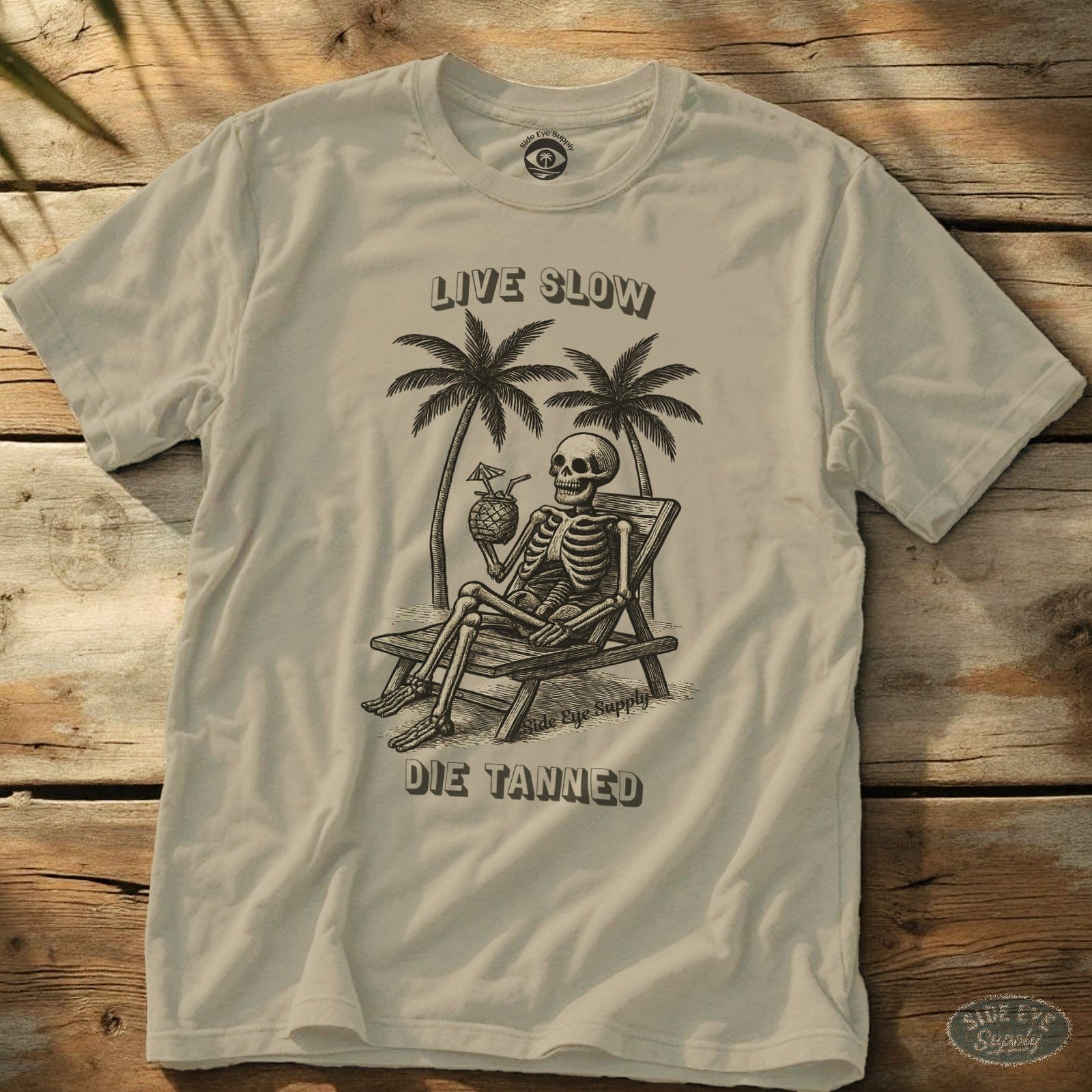 Live Slow Tee Natural / S - by Side Eye Supply - Surf Beach Life Apparel