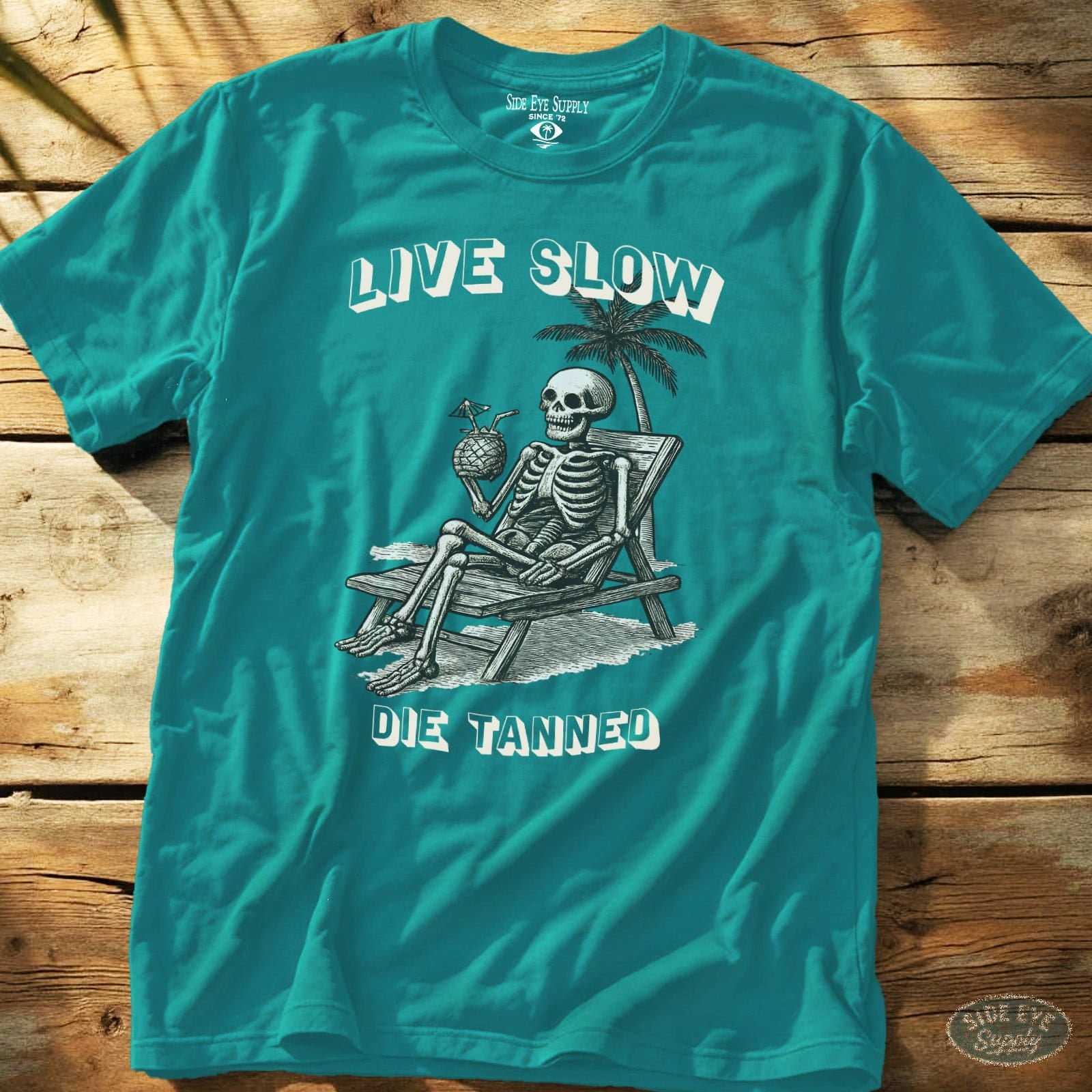Live Slow Tee Tropical Blue / S - by Side Eye Supply - Surf Beach Life Apparel