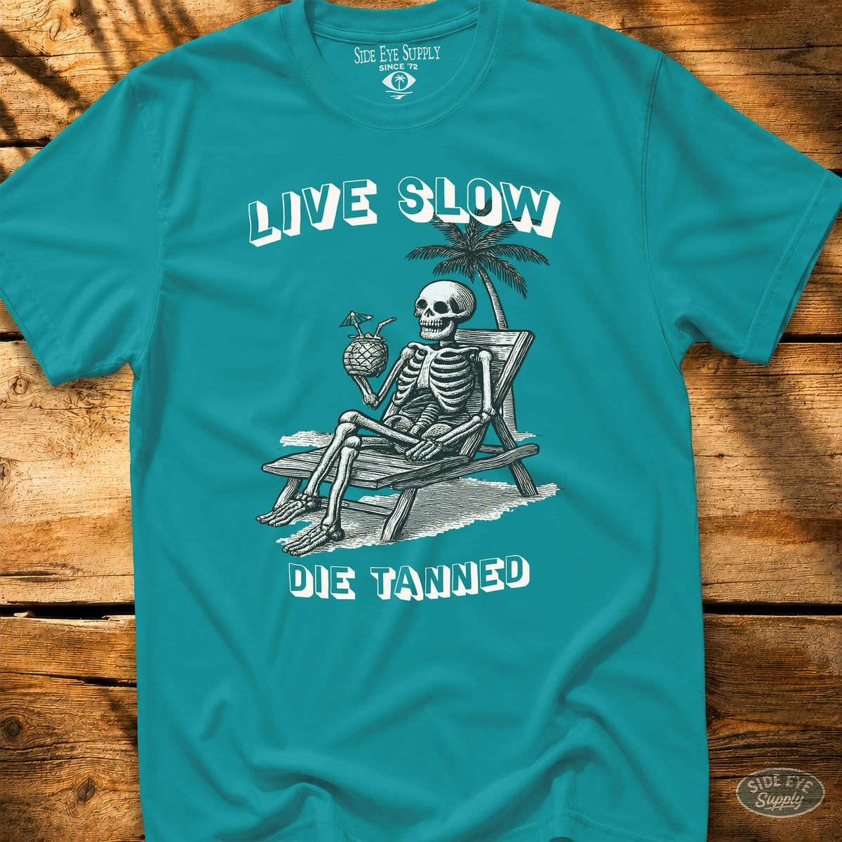 Live Slow Tee Tropical Blue / S - by Side Eye Supply - Surf Beach Life Apparel