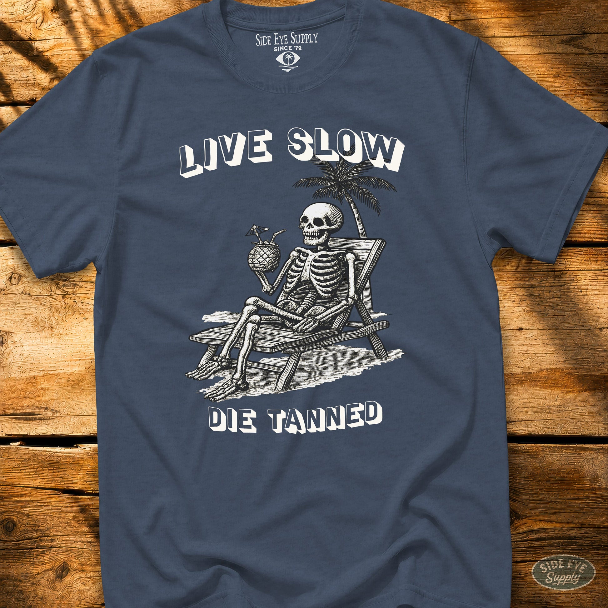 Live Slow Tee Heather Indigo / S - by Side Eye Supply - Surf Beach Life Apparel