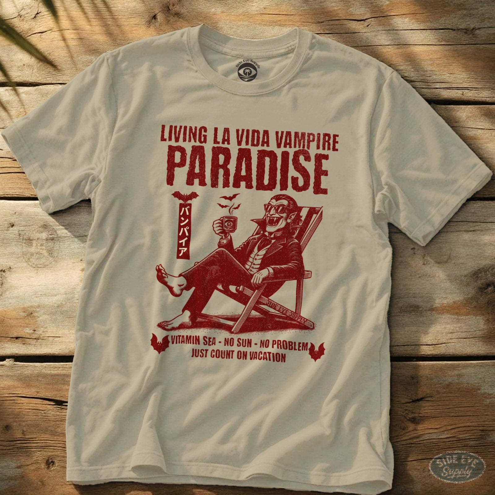Living La Vida Vampire Tee Natural / S - by Side Eye Supply - Surf Beach Life Apparel