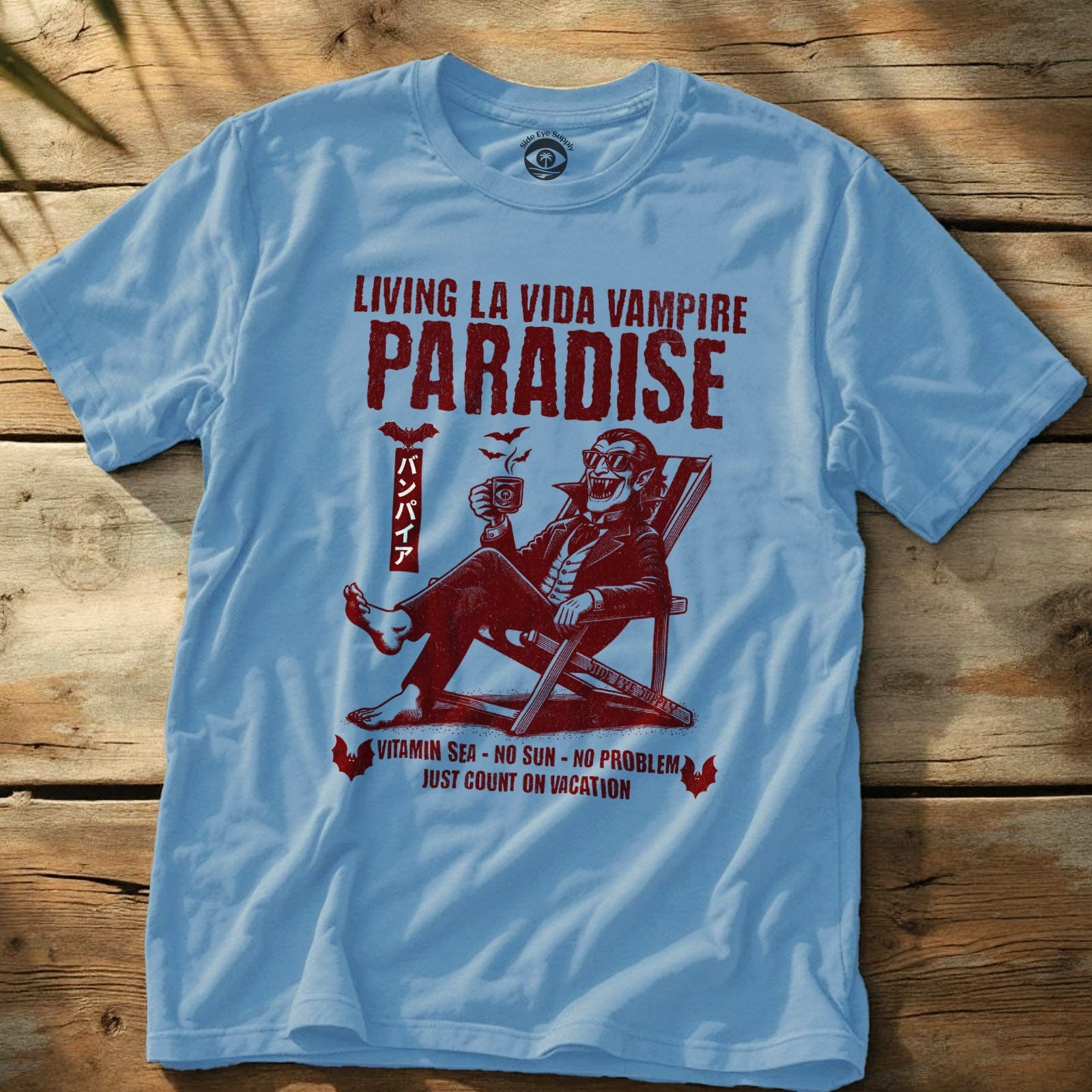 Living La Vida Vampire Tee Light Blue / S - by Side Eye Supply - Surf Beach Life Apparel