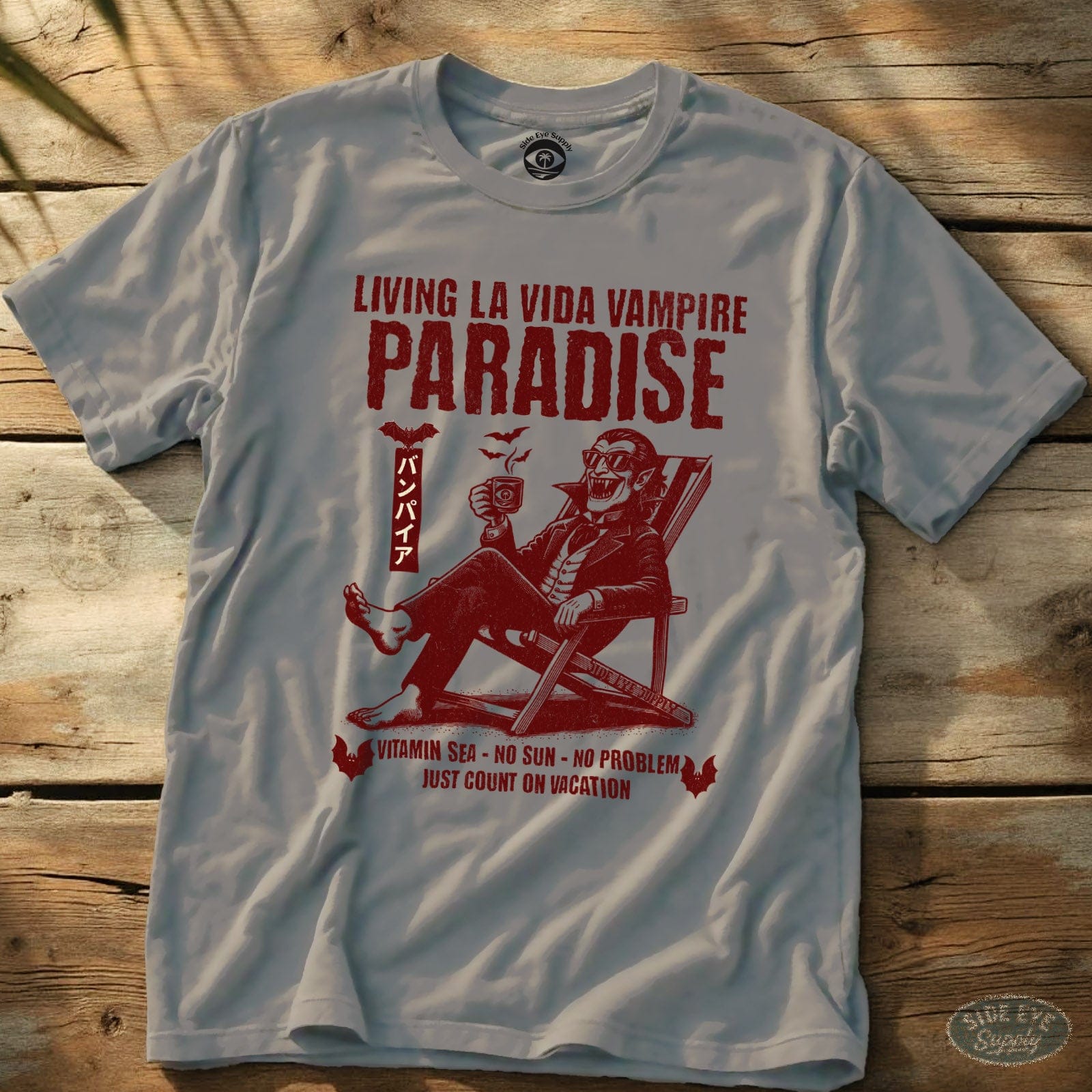 Living La Vida Vampire Tee Ice Grey / S - by Side Eye Supply - Surf Beach Life Apparel