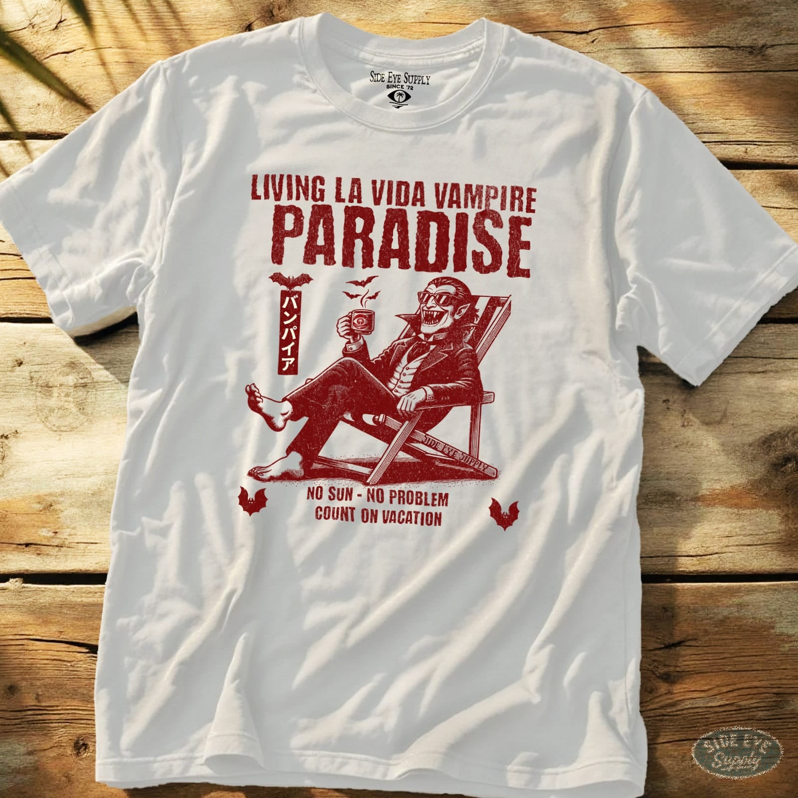 Living La Vida Vampire Tee White / S - by Side Eye Supply - Surf Beach Life Apparel