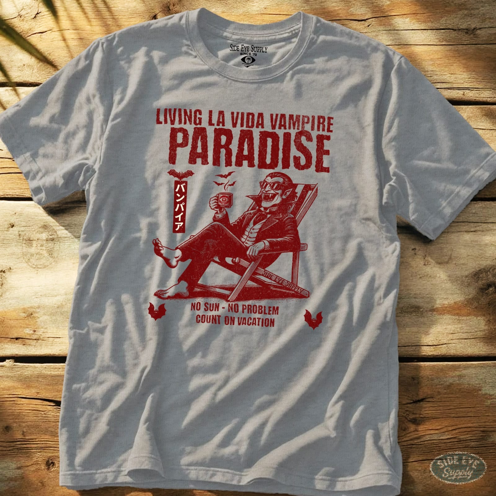 Living La Vida Vampire Tee Sport Grey / S - by Side Eye Supply - Surf Beach Life Apparel