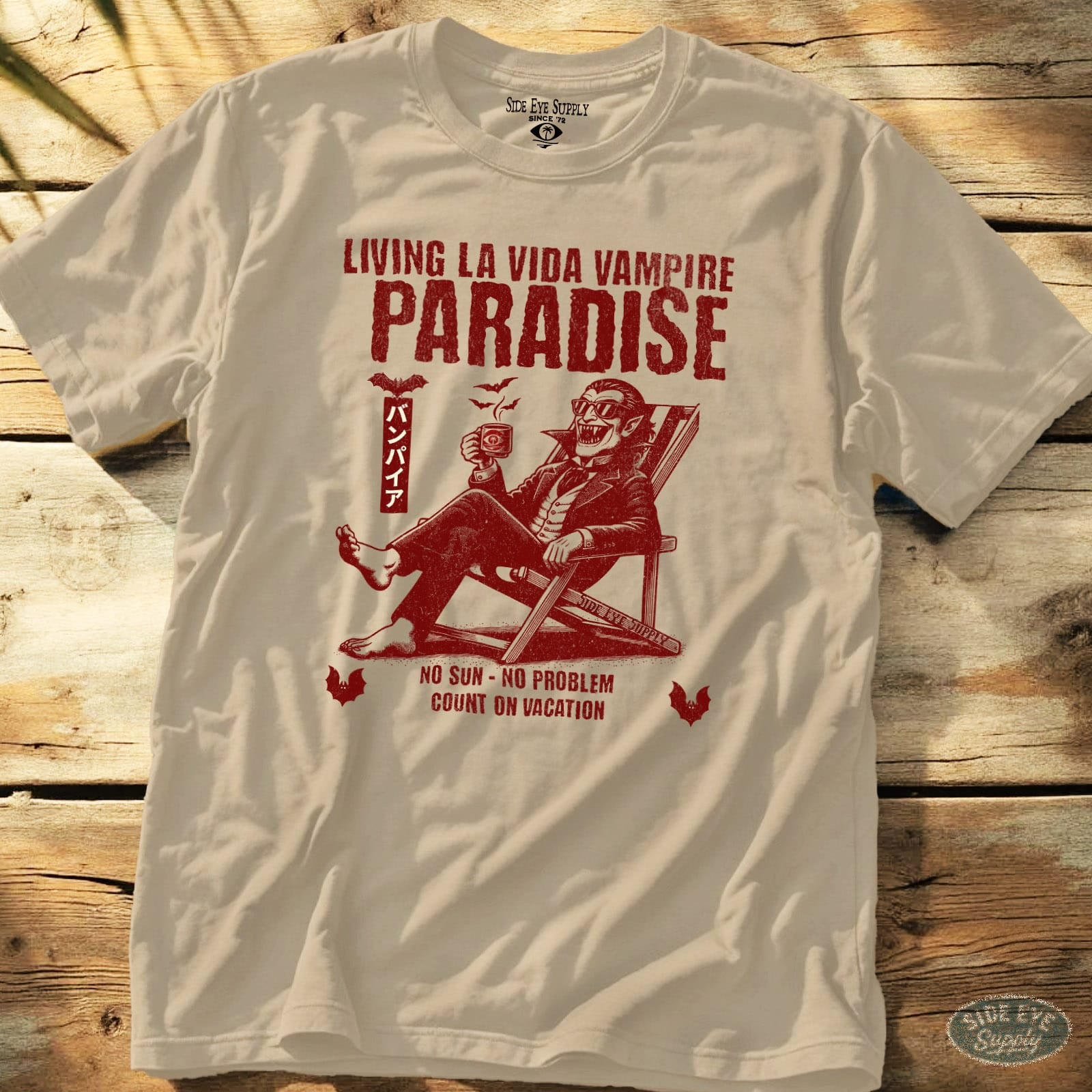 Living La Vida Vampire Tee Sand / S - by Side Eye Supply - Surf Beach Life Apparel