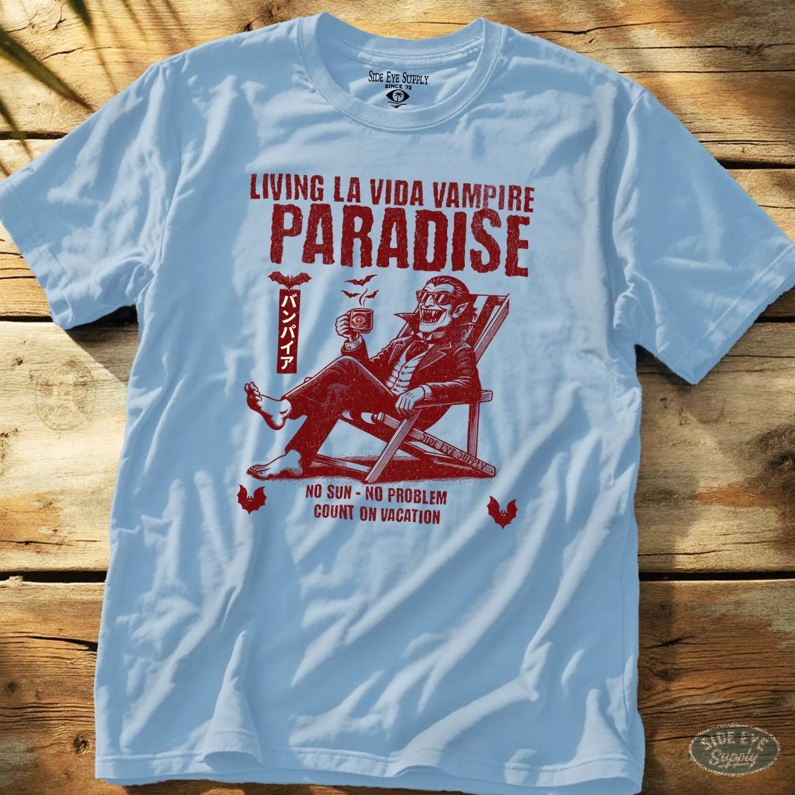 Living La Vida Vampire Tee Light Blue / S - by Side Eye Supply - Surf Beach Life Apparel