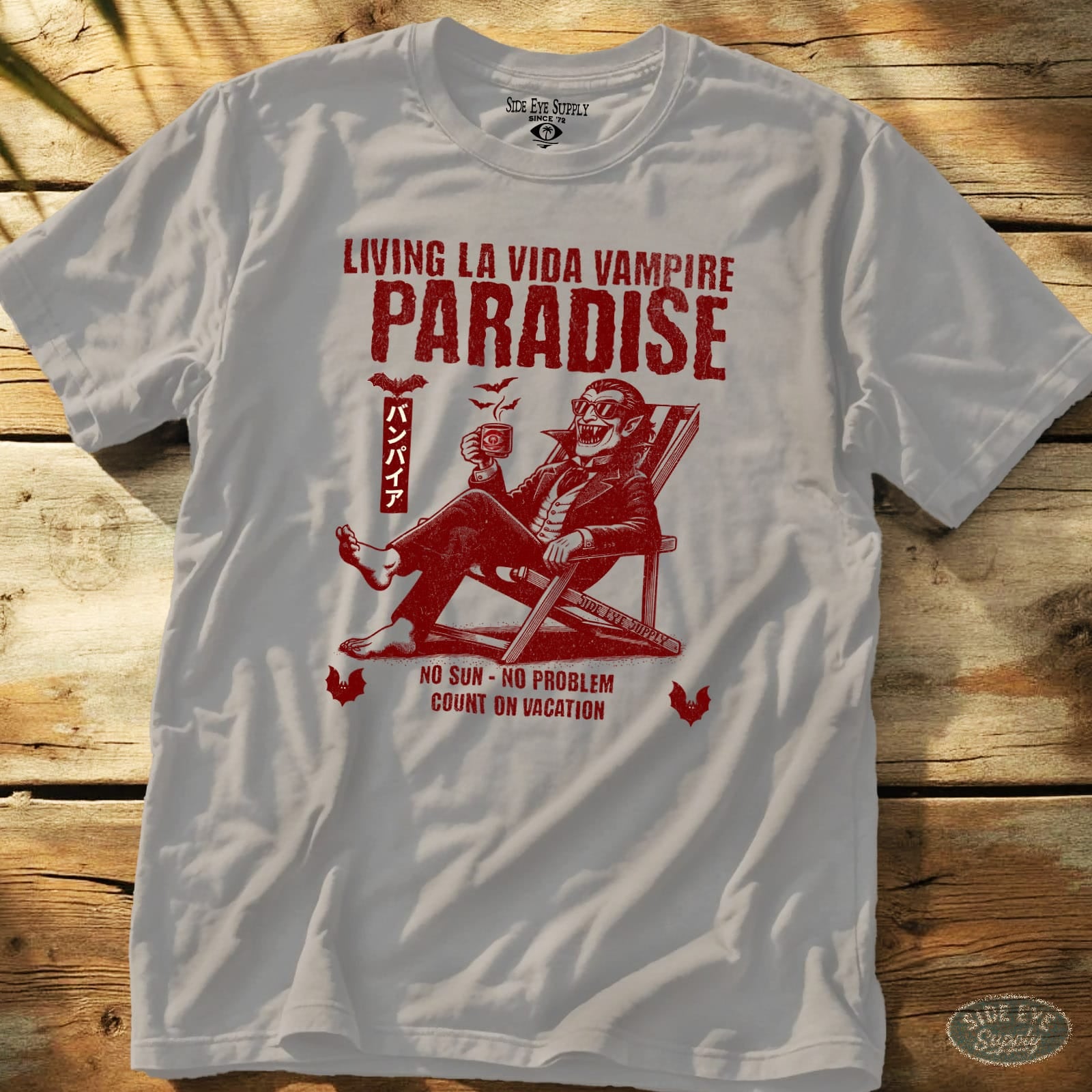 Living La Vida Vampire Tee Ice Grey / S - by Side Eye Supply - Surf Beach Life Apparel