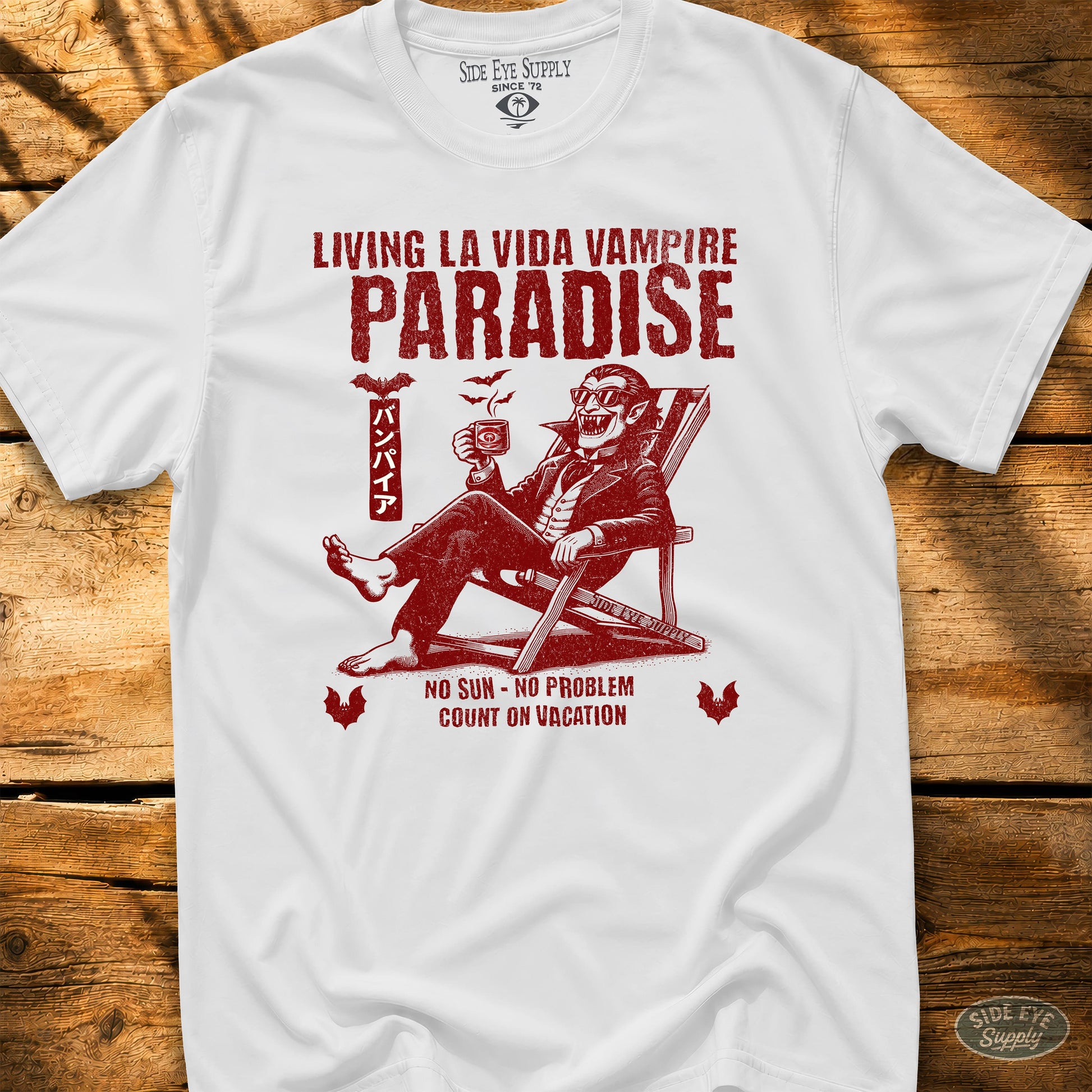 Living La Vida Vampire Tee White / S - by Side Eye Supply - Surf Beach Life Apparel
